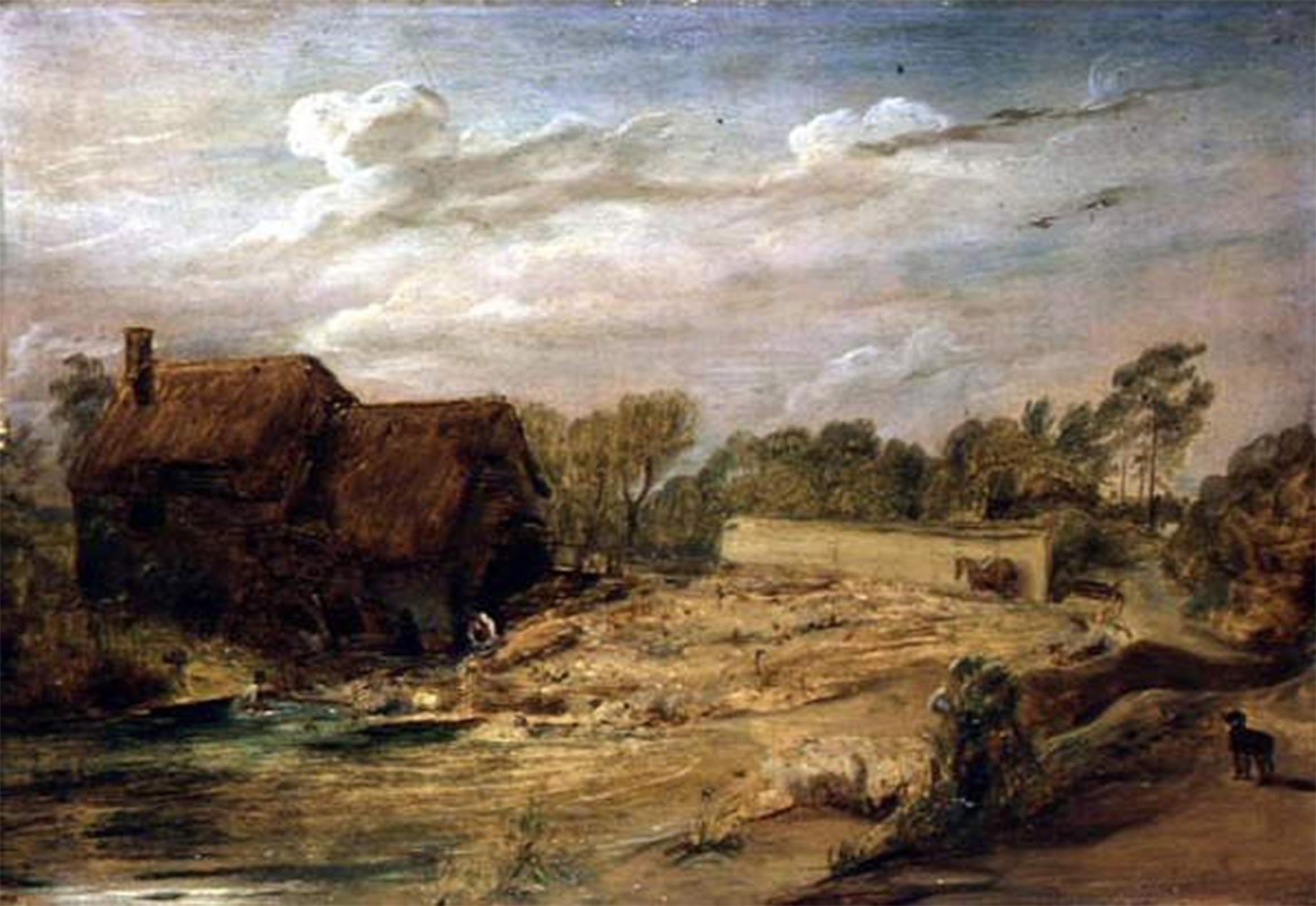 ARTXLXXBN Famous Prints Artwork Pictures Poster Painting Art Sheep Washing in Wiltshire by David Wilkie Artwork Landscape Pictures for Home Decor 60x90cm
