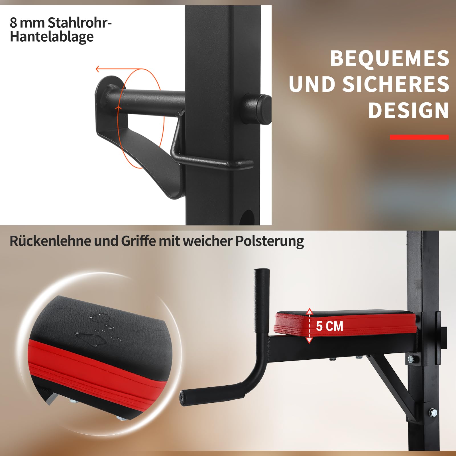 ISE Power Tower,Klimmzugstange Freistehend, Multifunktions Dip Station mit klappbar Hantelbank,Klimmzugstation, Klimmzugturm, Kraftturm,Power Tower Dip-Station mit Hantelbank