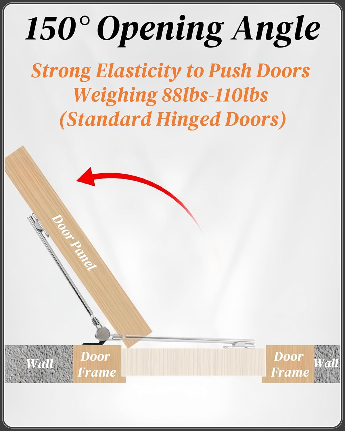 Automatic Door Closer for Home Easy to Install with Arm, Screw, Wrench | Safety Spring Door Closers | Auto Soft Close to Convert Hinged Doors to Auto Self Closing | Adjustable Catch Speed