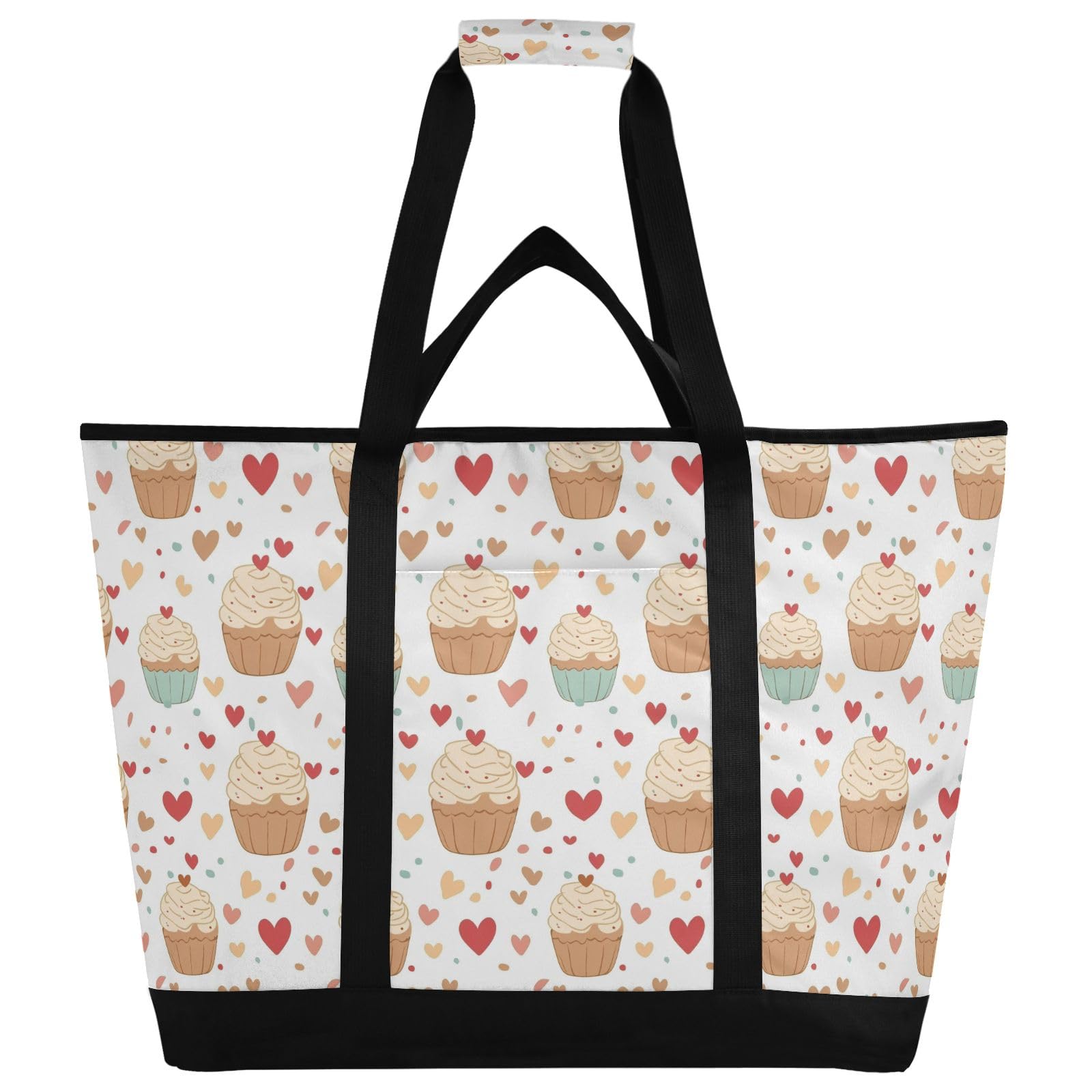 Cute Cupcakes Prints - Bolsa térmica térmica reutilizable con cremallera, bolsa térmica grande portátil para viajes o camping