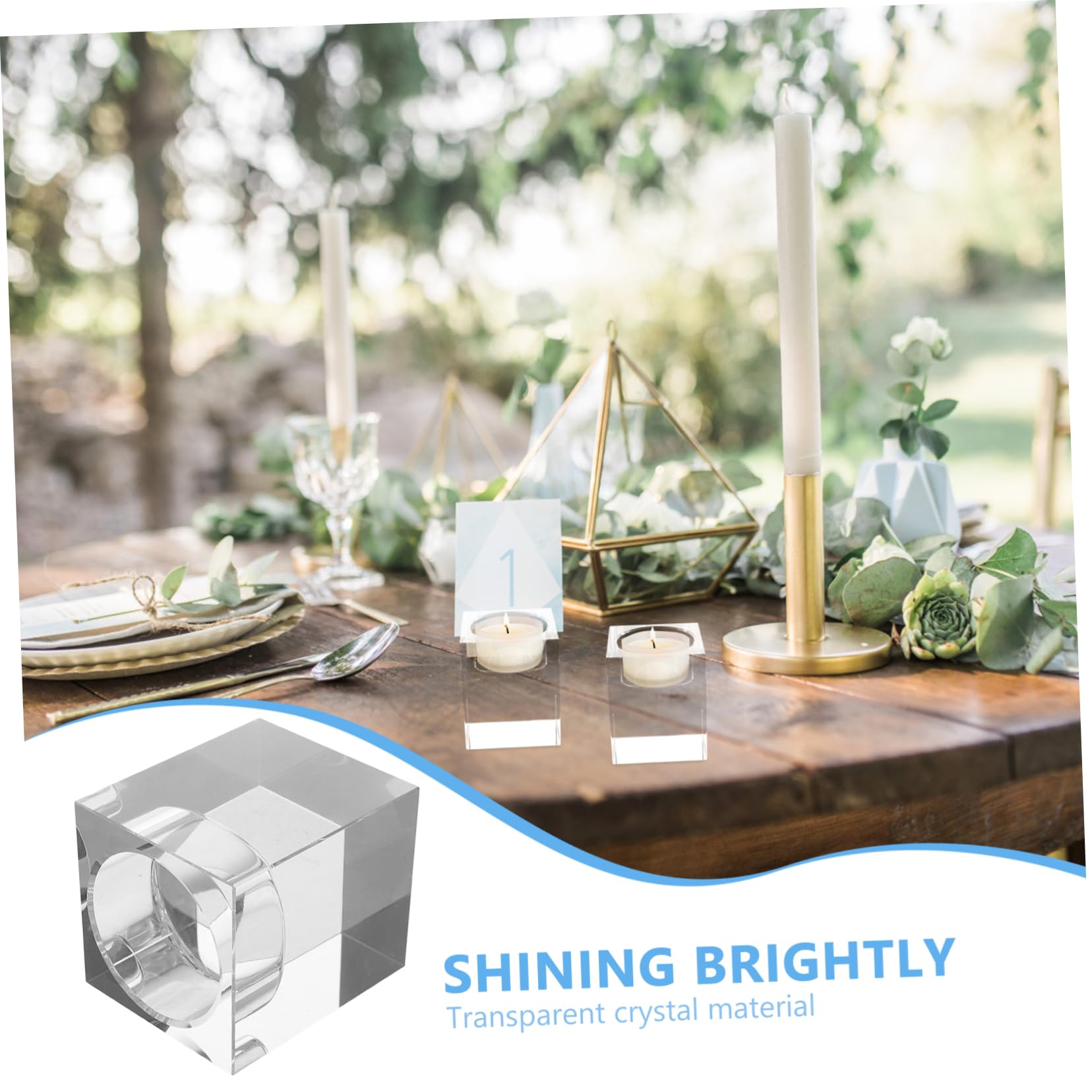 Portavelas de Té Cuadrados de Cristal Transparente 4 Piezas | Decoración para Centro de Mesa y Hogar, Diseño Elegante y Estable, Adecuado para Boda y Café