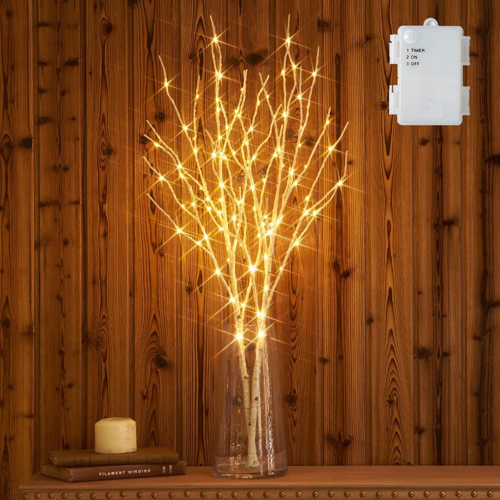 Hairui Twig Birch Branch with Fairy Lights 32in 100 LED Battery