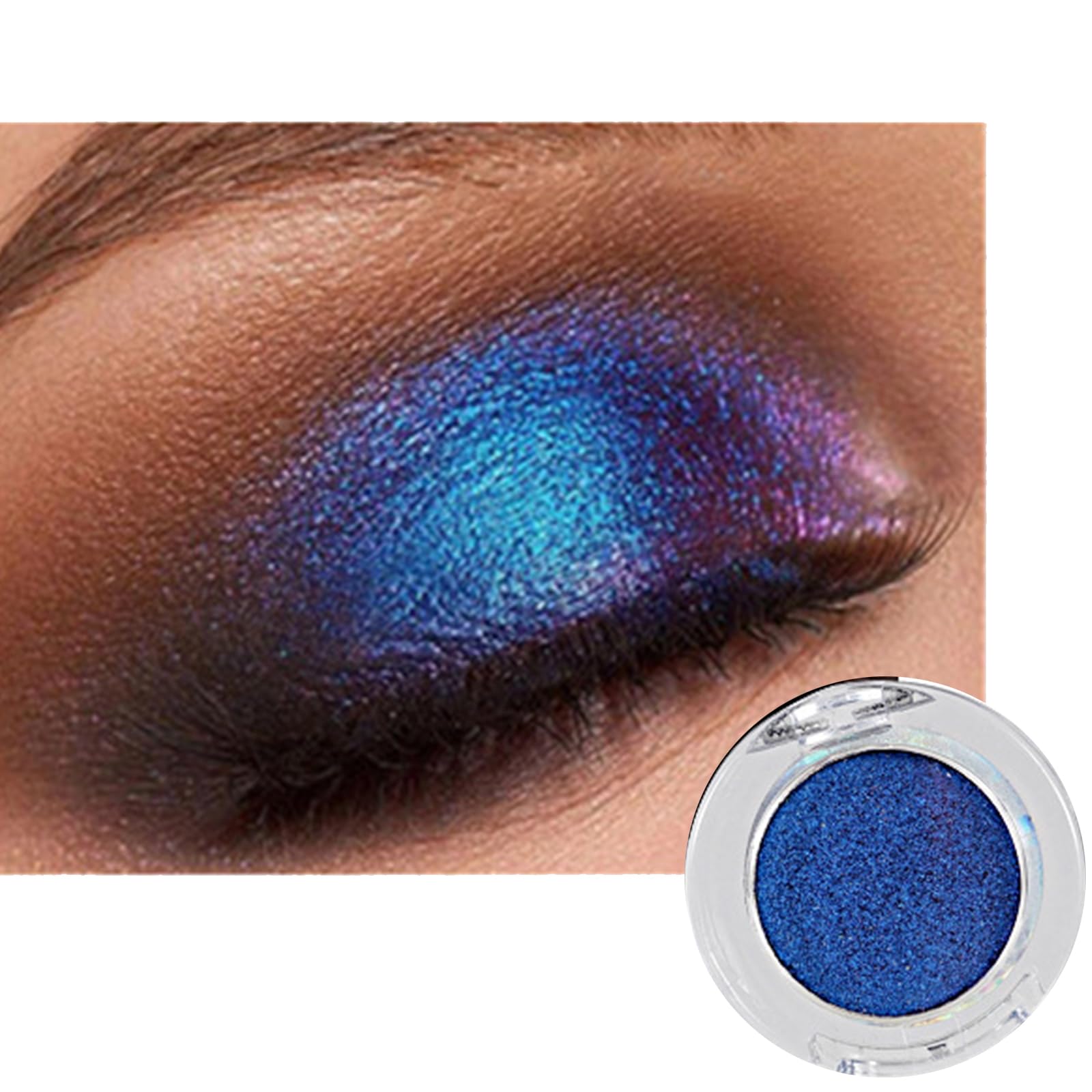 Glitter Eyeshadow Blue Chameleon Metallic Eyeshadow Holographic Cream Eyeshadow Highly Pigment Multichrome Changing Long-Lasting Eye Shadow Makeup (05)