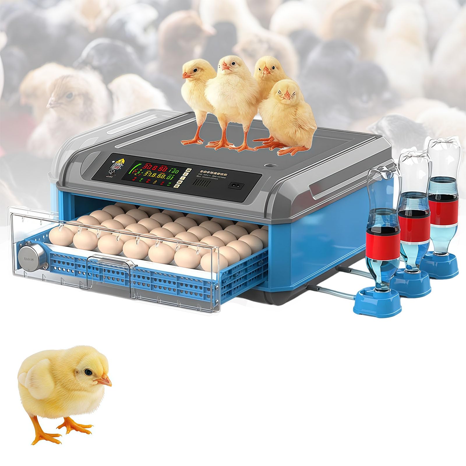 Incubadora de huevos, totalmente automática, para 24-300 huevos con giro automático y pantalla LED, ideal para pollos y patos