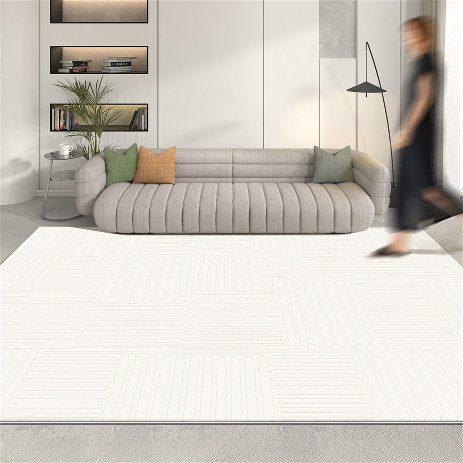 Teppich, groß, maschinenwaschbar, Boho-Teppich für Wohnzimmer und Schlafzimmer, perfekt für unter dem Esstisch, graues Design