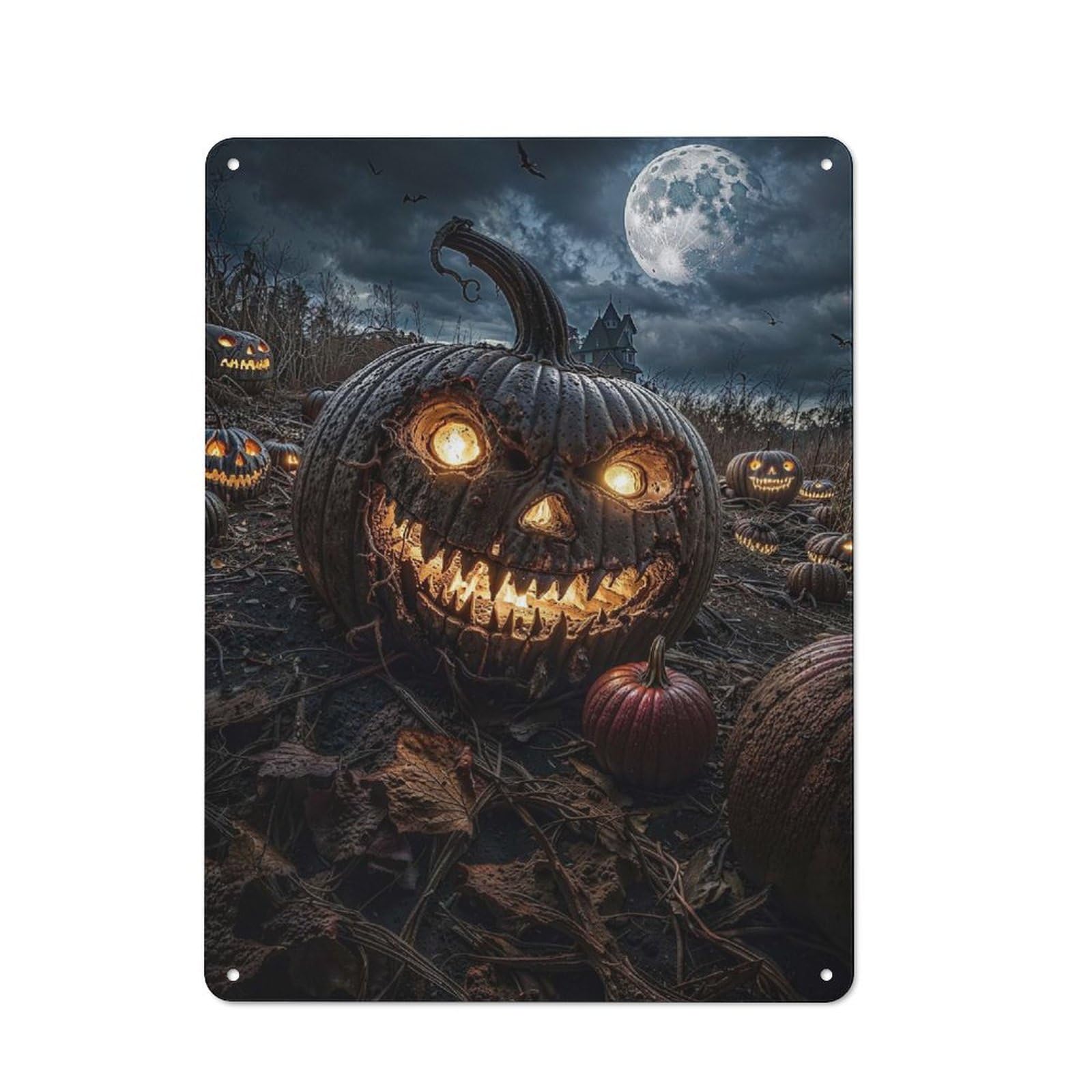 Junmoney Evil Pumpkin Halloween Vintage Tin Sign 40X30cm With For Garage Wall, For Kitchen And Home Bar Decor, For Living Room And Hallway Decor