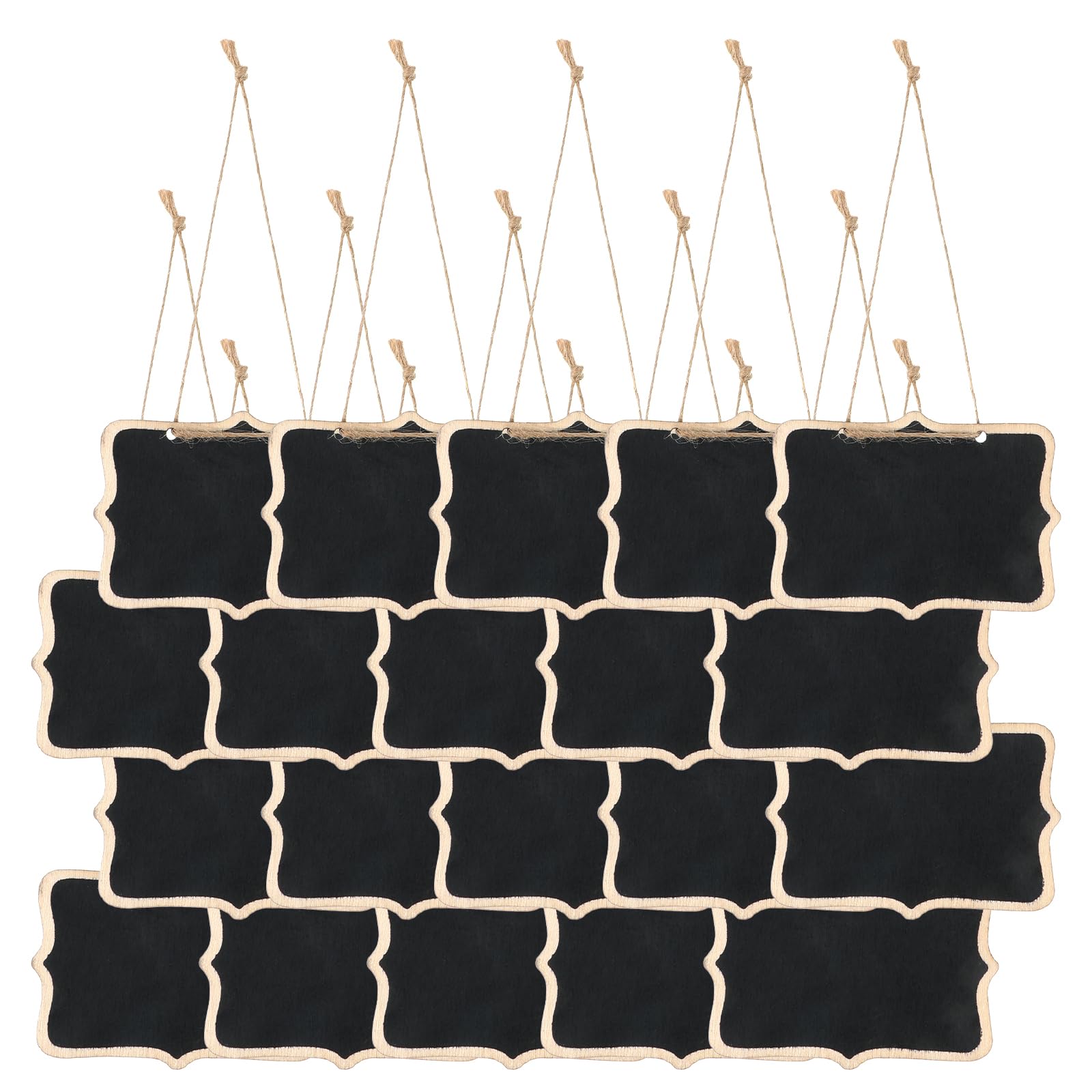 20 PCS Mini Chalkboard Signs, Reusable Hanging Mini Chalk Boards, Wooden Double-Sided Chalk Board, with Hanging String, Small Chalkboard Sign for Wedding Birthday Parties, Party Buffet Food Name Tags