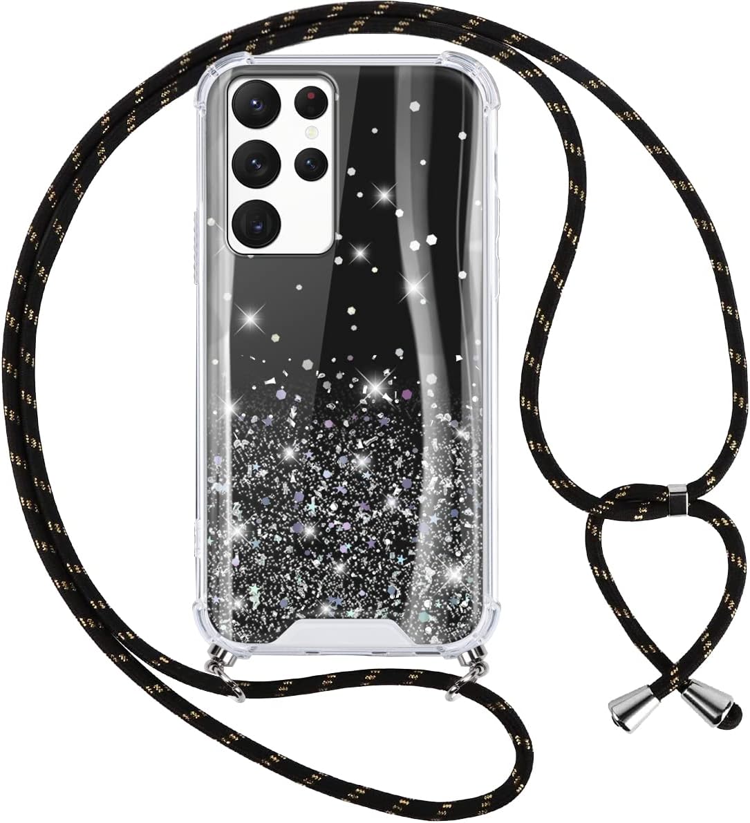 Samsung Galaxy S22 Hülle Mit Band Vauki Handykette Hülle für Samsung Galaxy S22 Ultra 5G, Glitzer