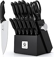 Vista 10 de imarku Juego de cuchillos de cocina, juego de 14 cuchillos de alta calidad, aptos para lavavajillas, juego de cuchillos japoneses afilados con Marrón