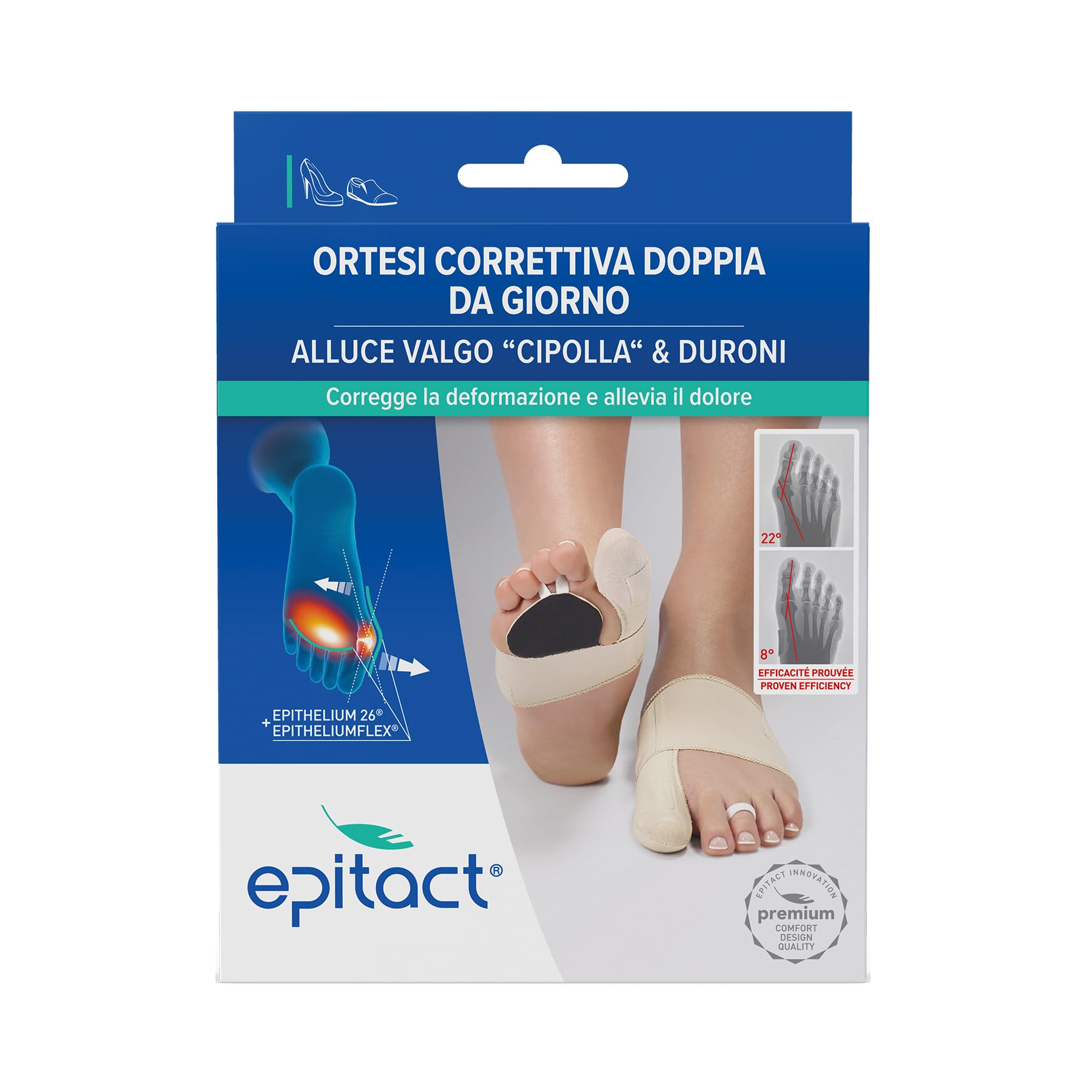 Epitact | Ortesi Correttiva Doppia Alluce Valgo & Dolore Plantare | Corregge l’Alluce Valgo e Allevia i Dolori sotto l’Avampiede durante la Marcia | Ultrasottile, Confortevole (M, Sinistra)