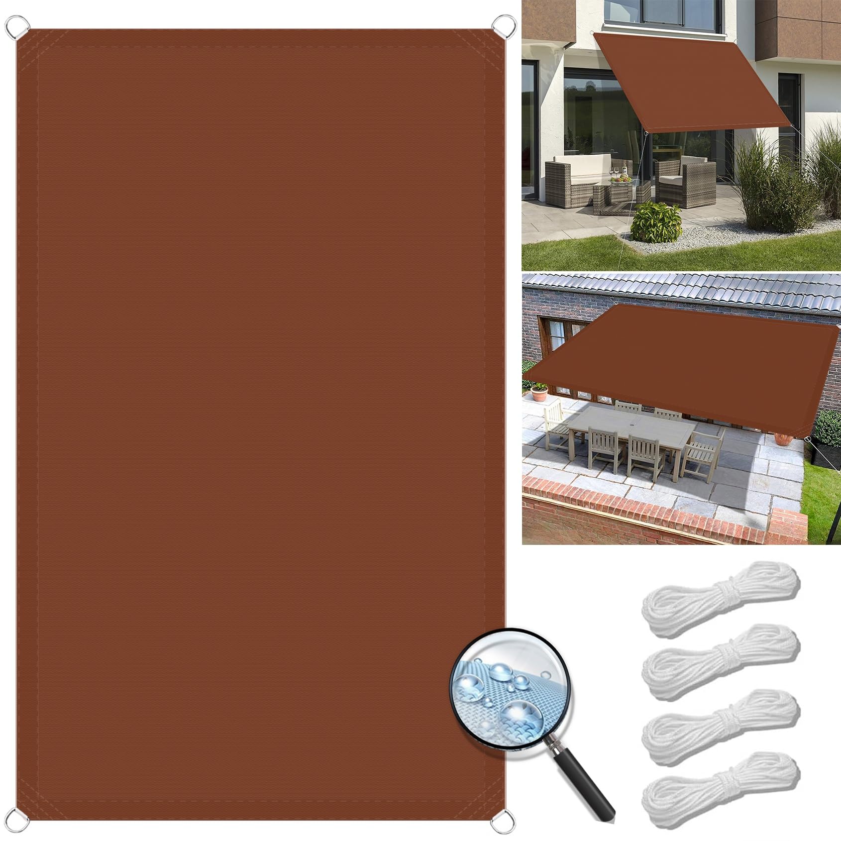 Toiles ombrages haut de gamme 2x2.5 m rouge rouille imperméable et résistant au vent fort
