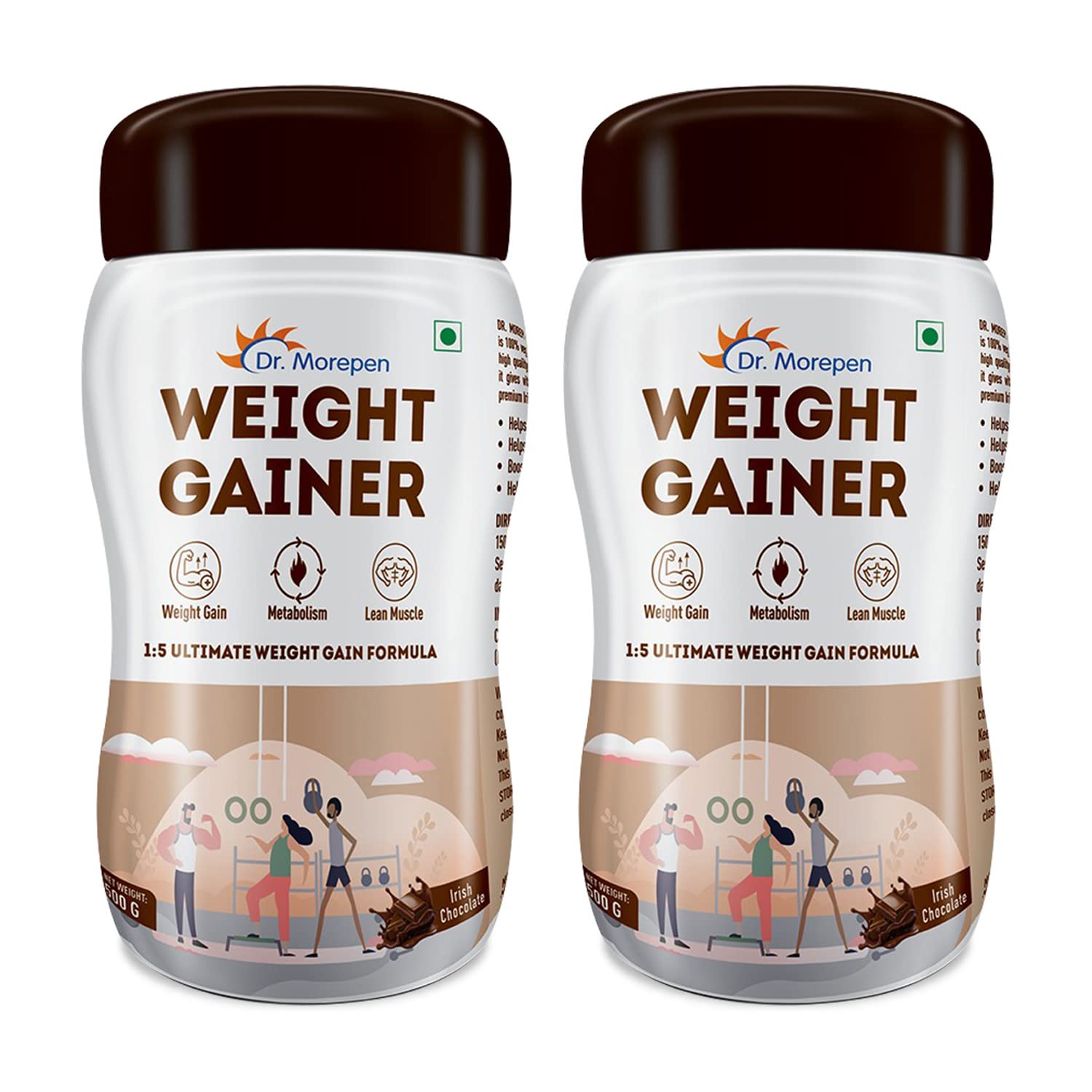 Dr. Morepen Weight Gainer/Gain Weight, Post Workout, 74 G Carbohydrate, 14.5G Protein, Healthy Fats (Irish Chocolate, 500G)|Pack Of 2 - Powder (B09XXS4SK7) Amazon Price History, Amazon Price Tracker