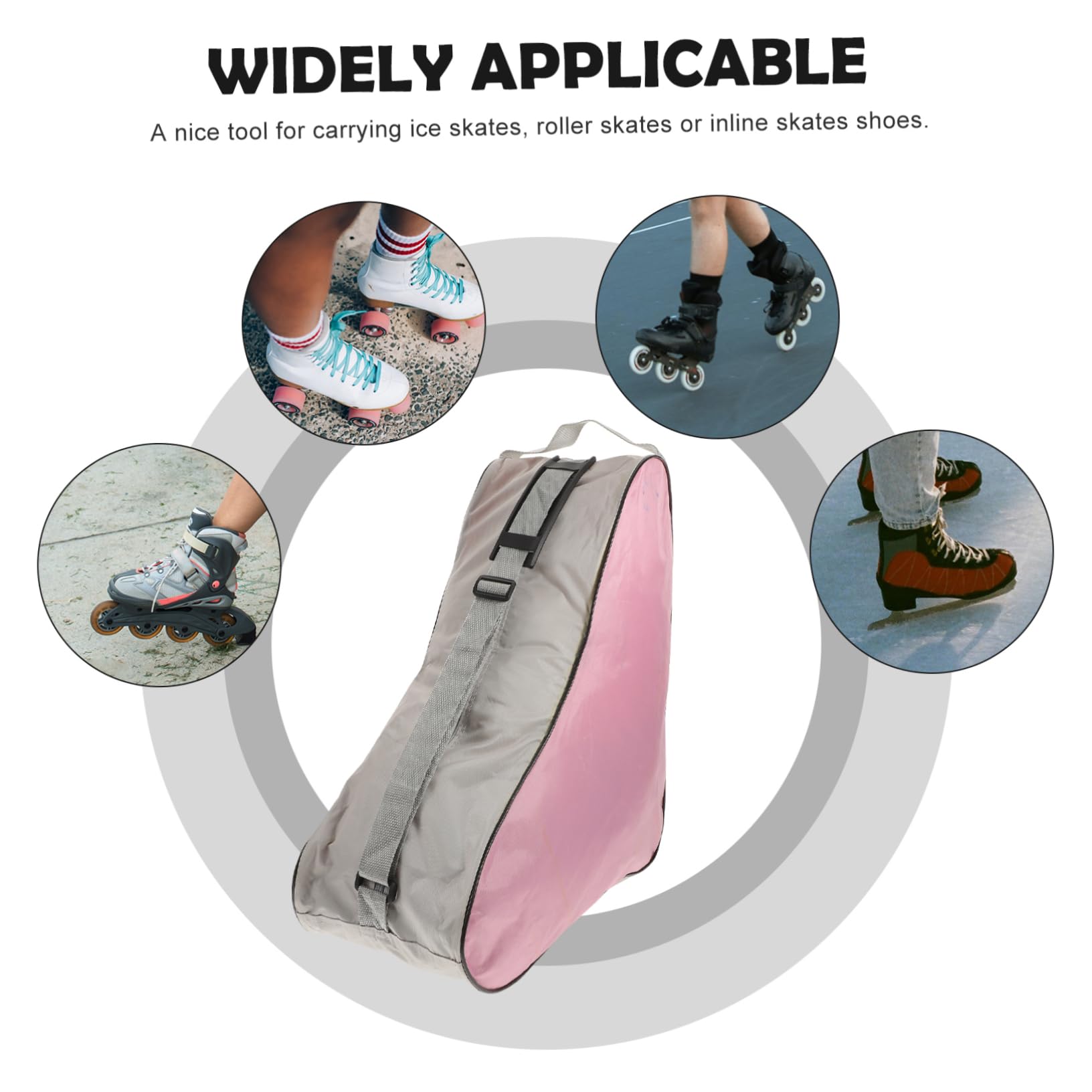 Milisten Triangle Shoulder Bag for Roller Skates Skating Bag Durable Handles for Boys and Girls