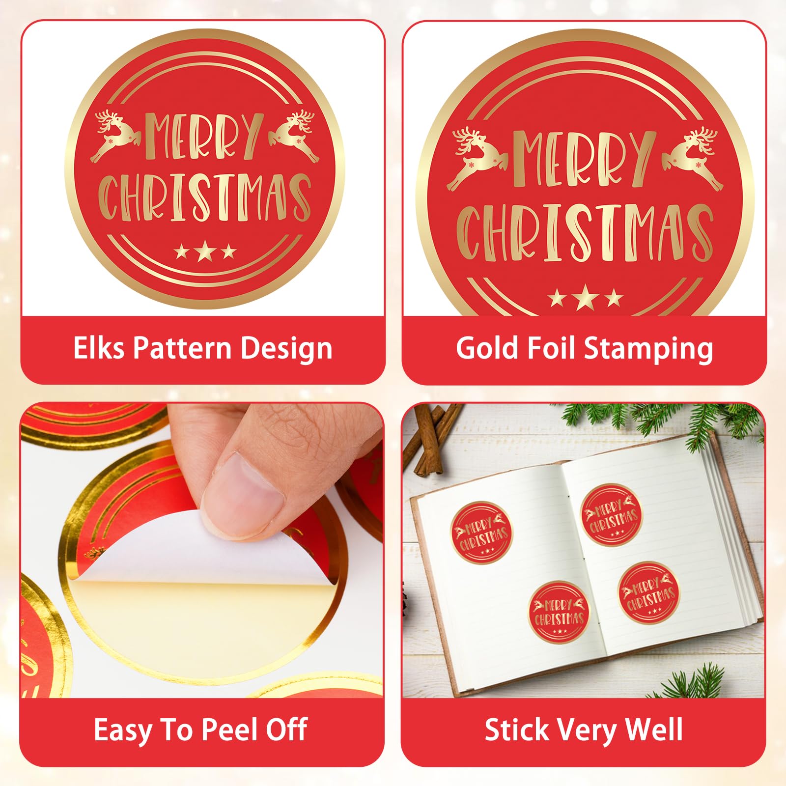 Christmas Stickers 500PCS - 1 Inch Round Shine Stickers For Holiday Crafts - View #13