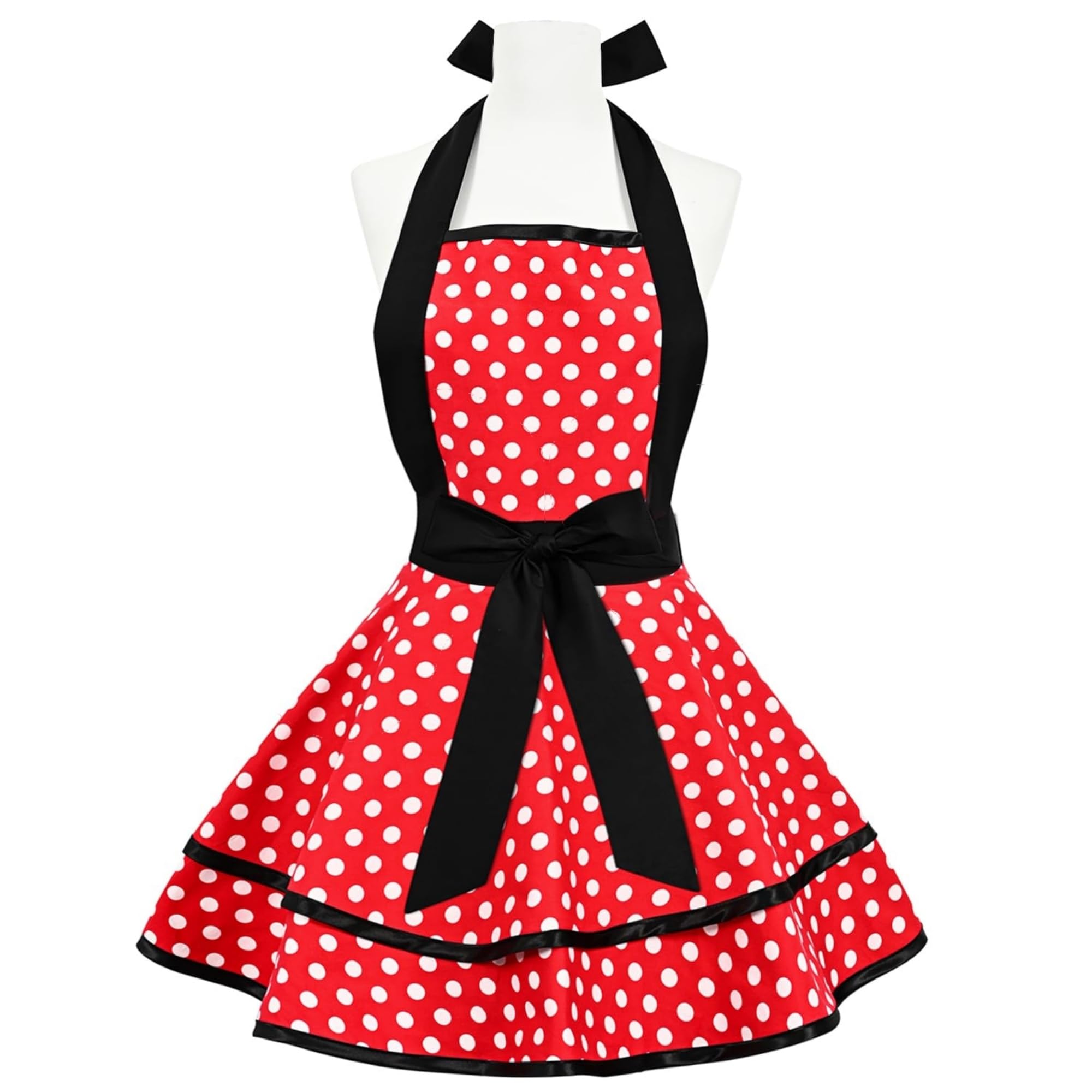 Violet Mist Cute Lovely Retro Aprons for Women Girl Ladies Sexy Sweetheart Vintage Aprons 50s PolkaDot Vintage Christmas Apron kawaii Cooking Kitchen Ruffle Witch Apron Housewife Waitress Mothers Gift