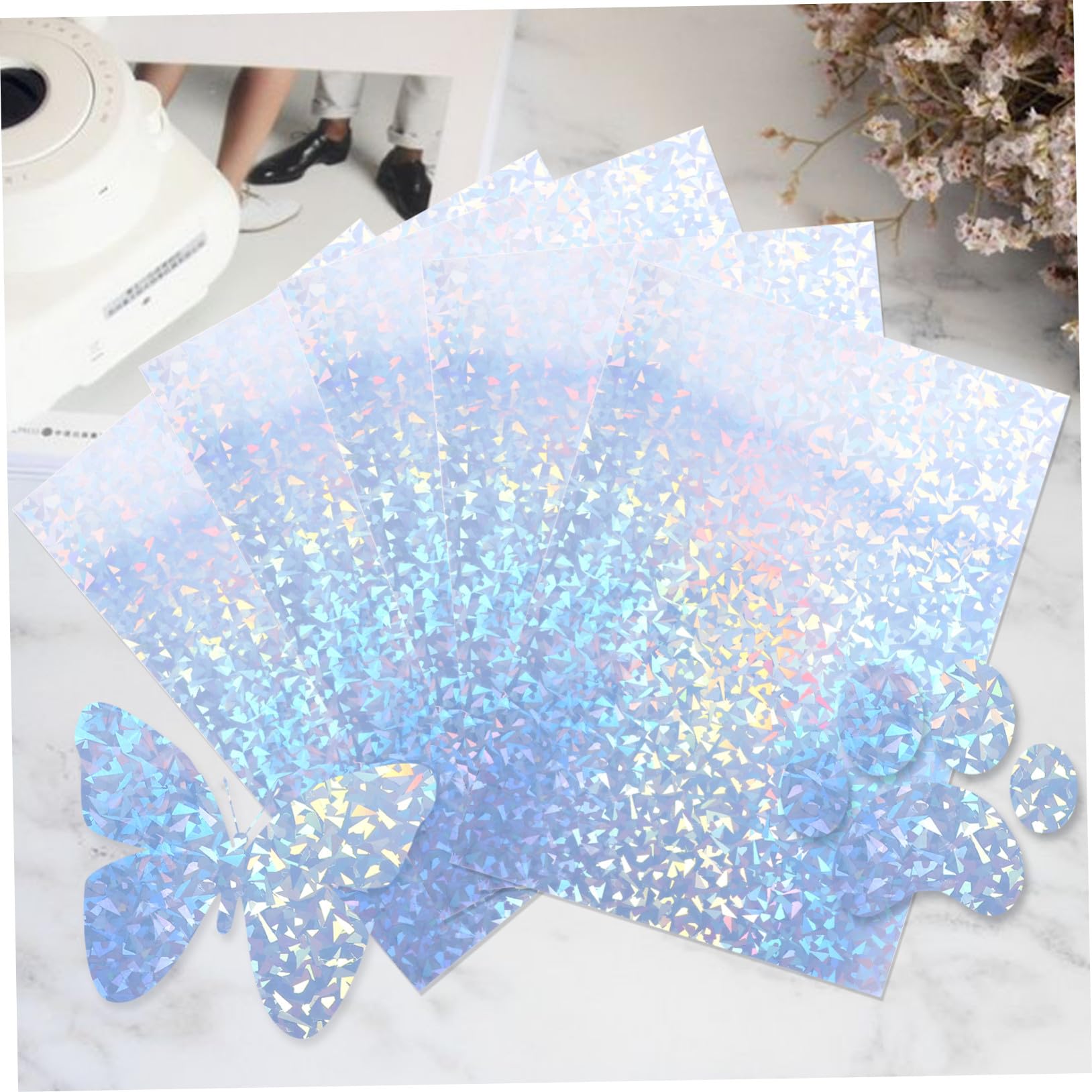 20 Blatt Holografisches Druckpapier Selbstklebend mit Diamantmuster Bedruckbar für Tintenstrahl Laserdrucker Holografische Etiketten Aufkleber für Maschinen und Büro Praktische