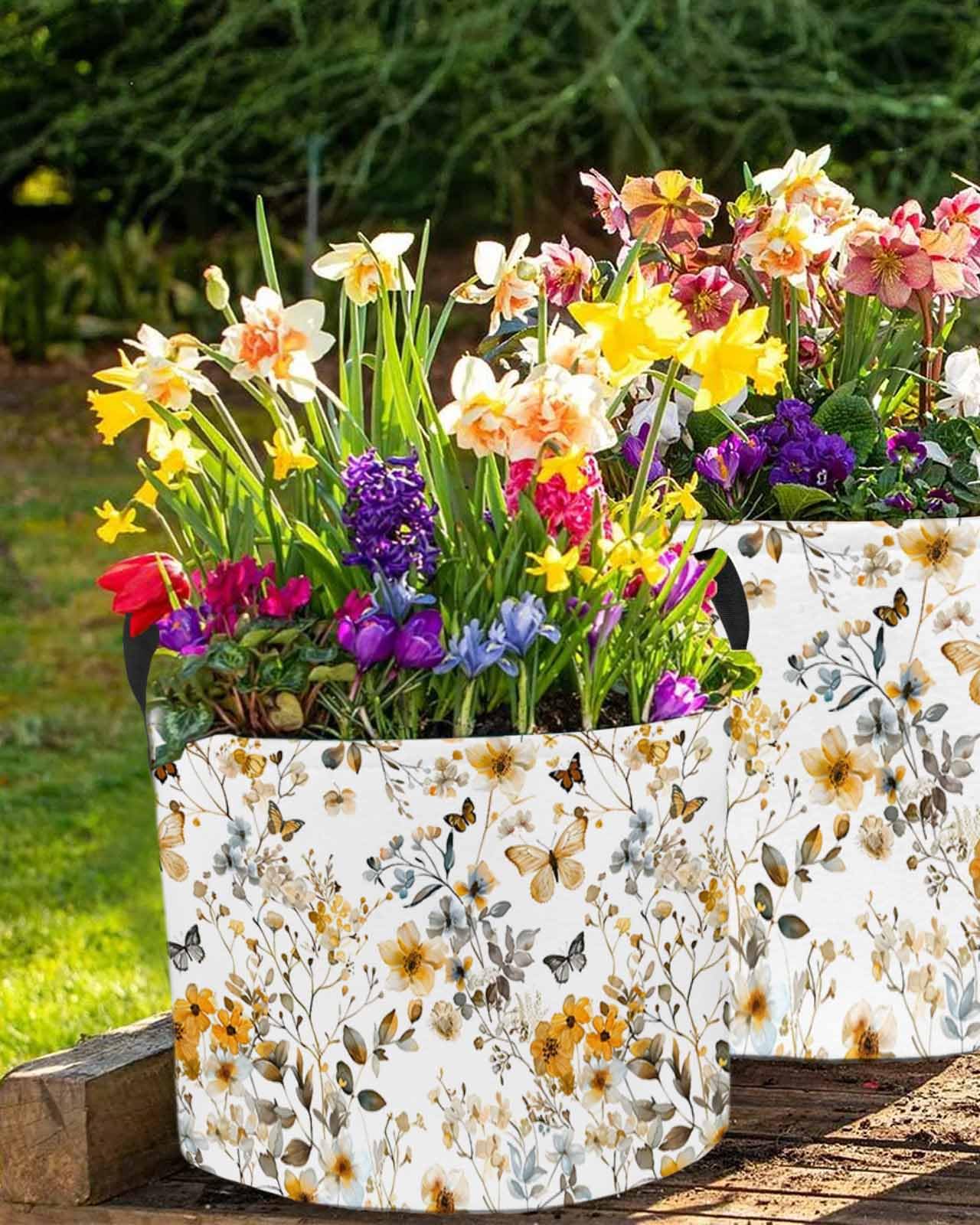 Amazon.com : Plant Grow Bag Vintage Yellow Flowers Leaves