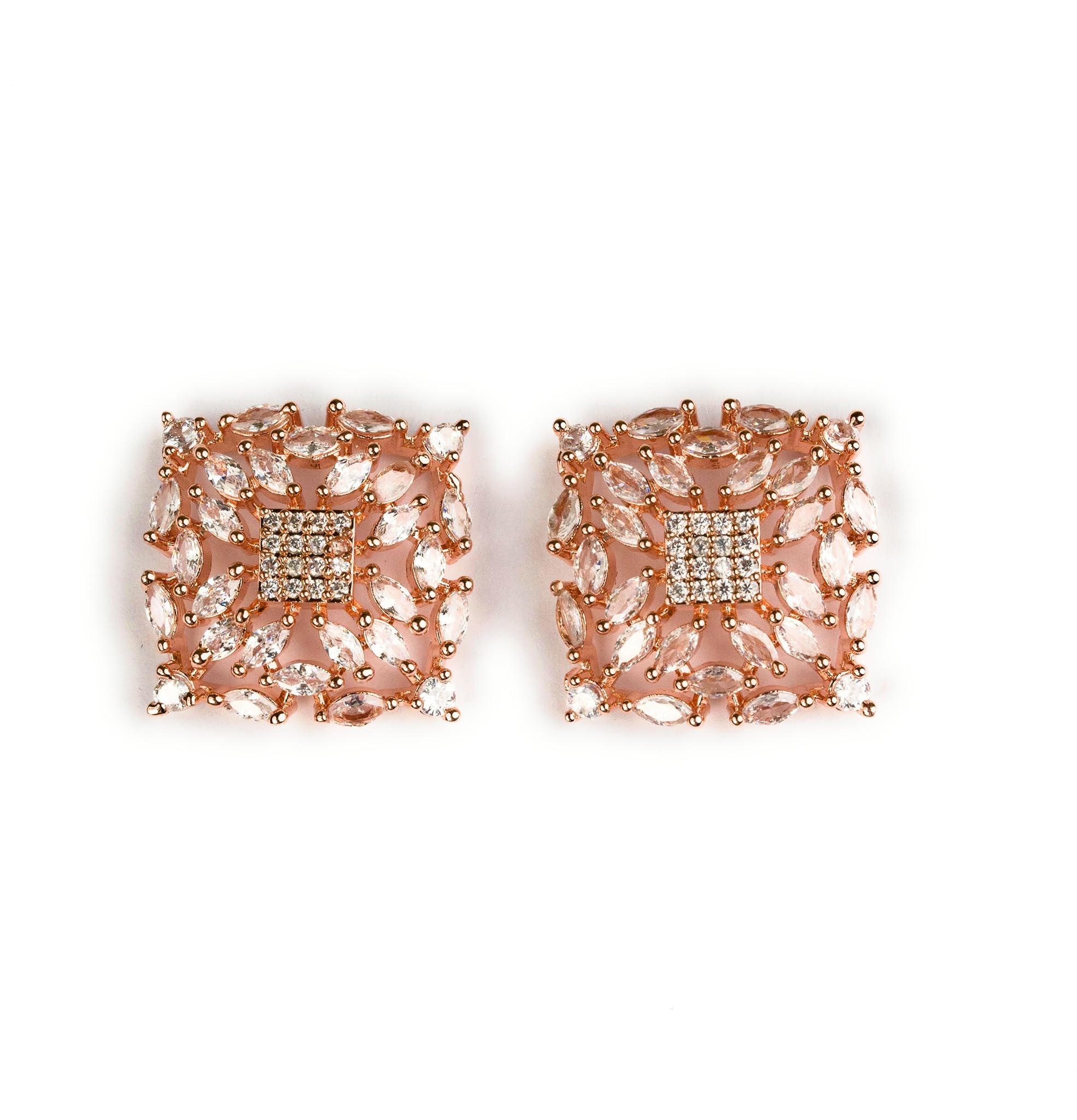 Sasitrends Trendy Square Shaped Rose Gold Plated AD Studed Earrings For Women and Girls (B0CN9BJ8P1) Amazon Price History, Amazon Price Tracker