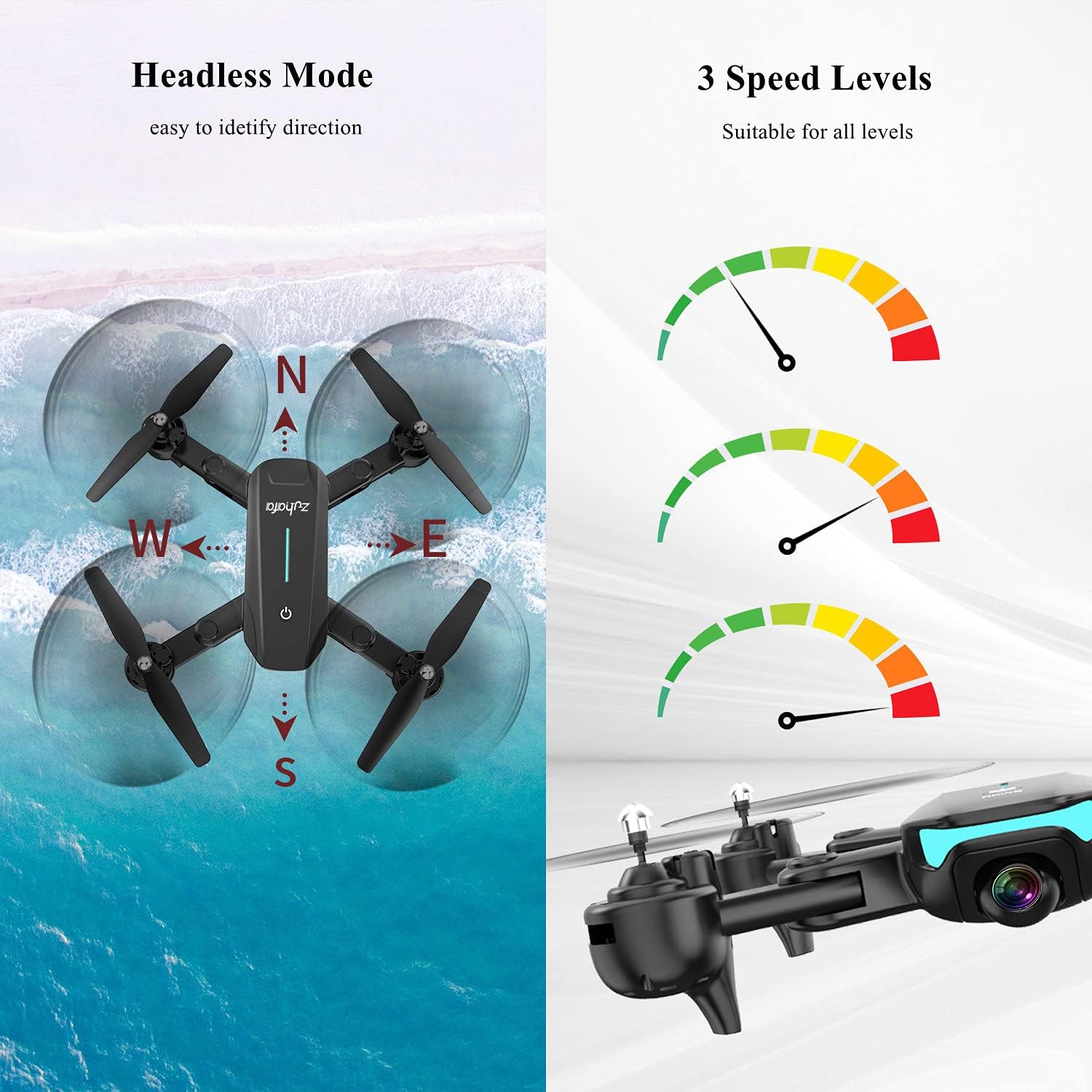 WiFi FPV Drone with 1080P HD Camera, 40 Mins Flight Time,Foldable Drone for Beginners,Altitude Hold Mode, RTF One Key Take Off/Landing,3D Flips 2 Batteries, APP Control, Easy Toy for Kids & Adults