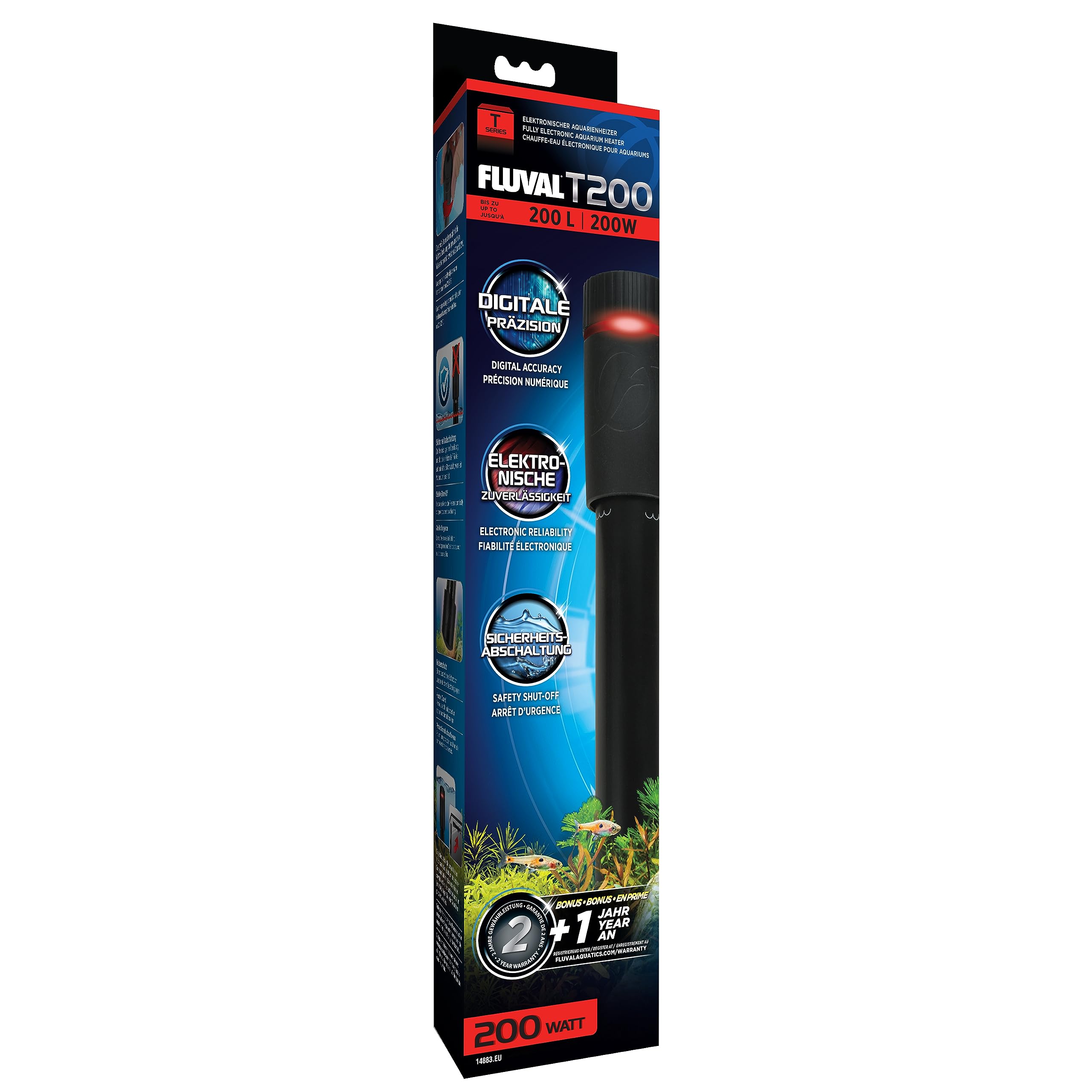 Fluval T200 - Calentador electrónico Sumergible para acuarios de hasta 200 l