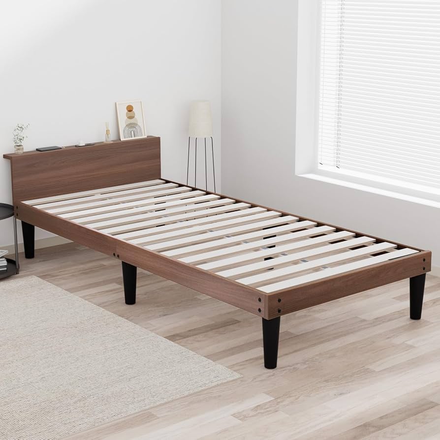 ダークブラウン 木製 スノコベッド ヘッドボード付き ブラウン 楽天市場】すのこ ベット シングル ダークブラウンの通販