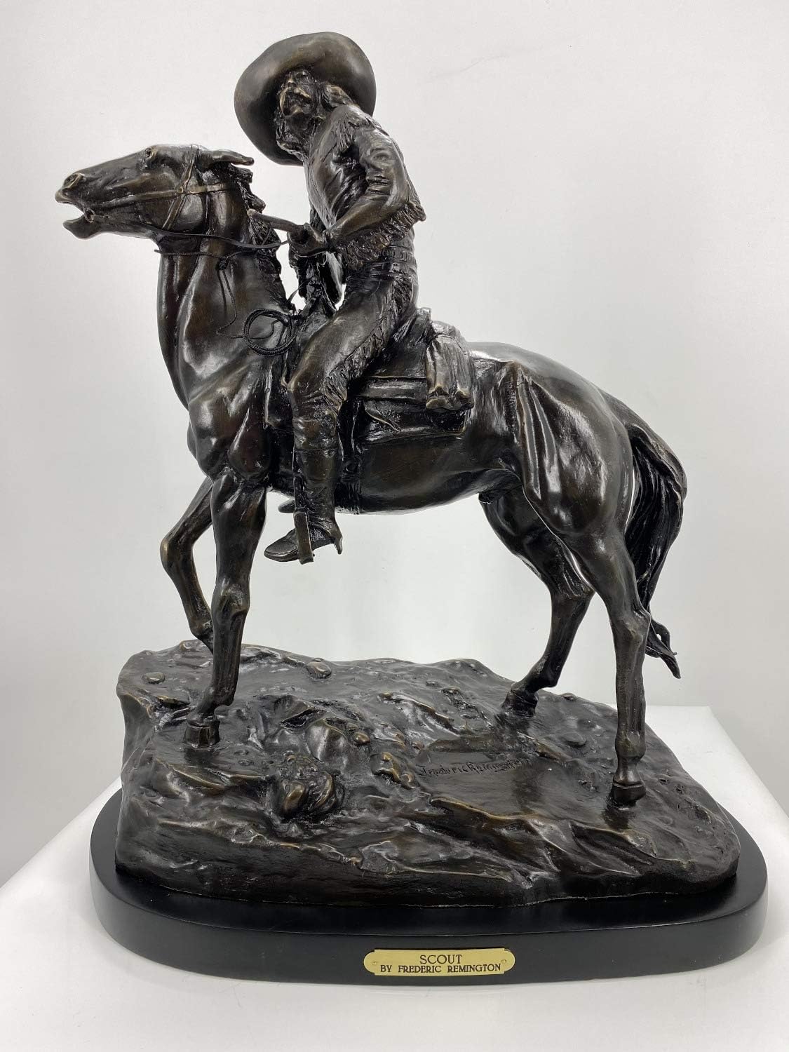 Frederic Remington Handmade Sculpture The ”Scout” Medium Size, 10.5''H x 10”L x 5" W.