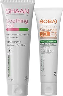 جل واقي من الشمس ملون بحجم 60 جرام وجل شان مهدئ بسعة 120 مل بوباي الكل 50 SPF