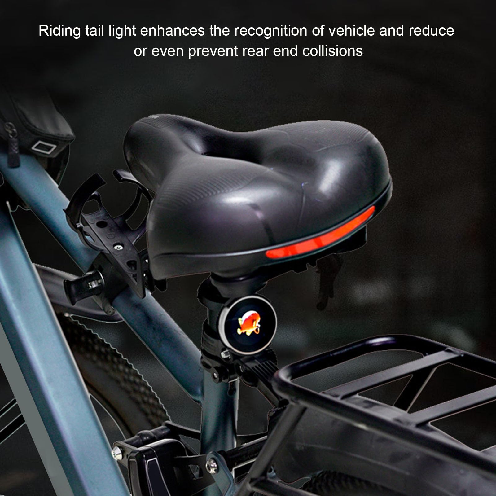 ASHATA Luz Trasera Inteligente para Bicicleta, Luces Traseras de Bicicleta con Sensor de Freno para Paseo Nocturno, Electrónica Divertida para Mochila, Lámpara de Flash para Disfraz