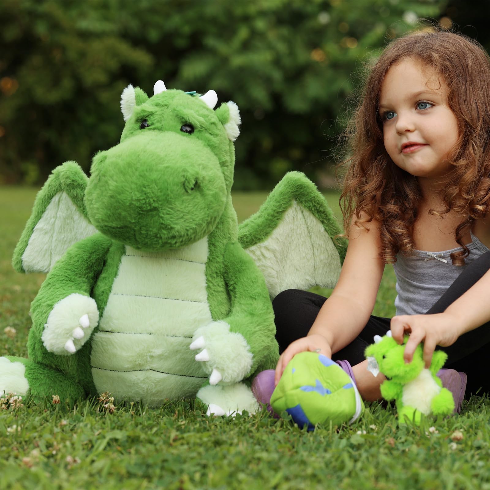 KERTA 3-in-1 Large Dragon Stuffed Animal, 20 Inch Big Stuffed Dragon Plush with Baby and Egg Toy for Girls Boys, Cuddle Hugging Dino Plush Gift for Birthday Christmas 2