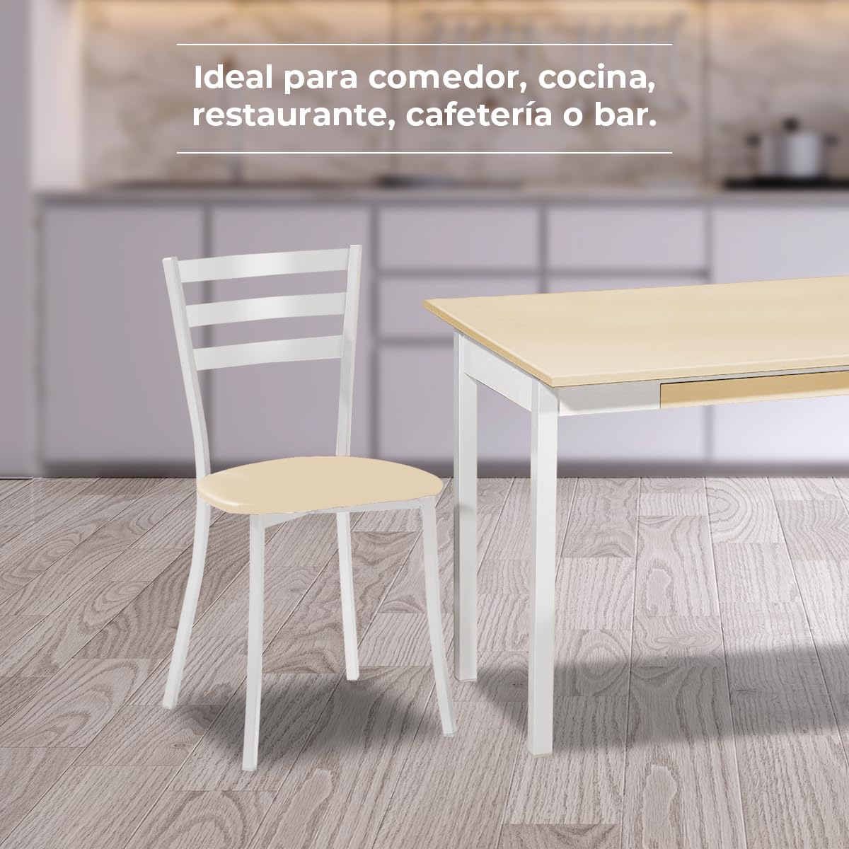 ASTIMESA SCMBLBG Due sedie da cucina, metallo, beige, altezza della seduta 45 cm