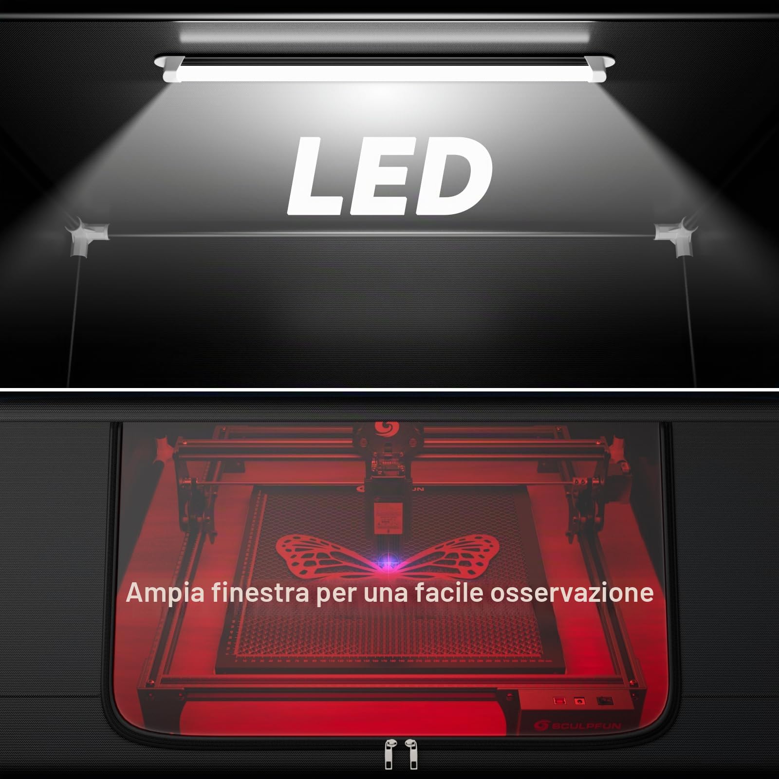 SCULPFUN B1 - Alloggiamento per incisione laser, 680 x 765 x 380 mm, per macchina per incisione laser, custodia protettiva per taglierina laser, custodia protettiva, ignifuga, impermeabile,