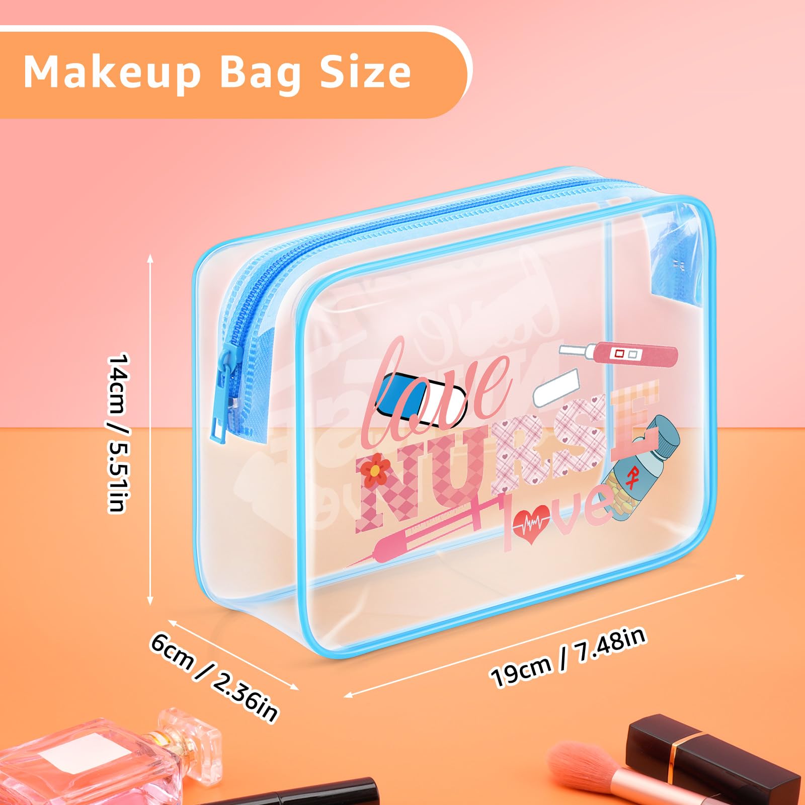 Gfhzdmf Nurse Makeup Bag Nurses Gift for Women Nursing Student Essentials Transparent Cosmetic Bag Appreciation Gifts for Doctor Nurse Nurses Week Gifts Nurse Graduation Gift Birthday Gifts
