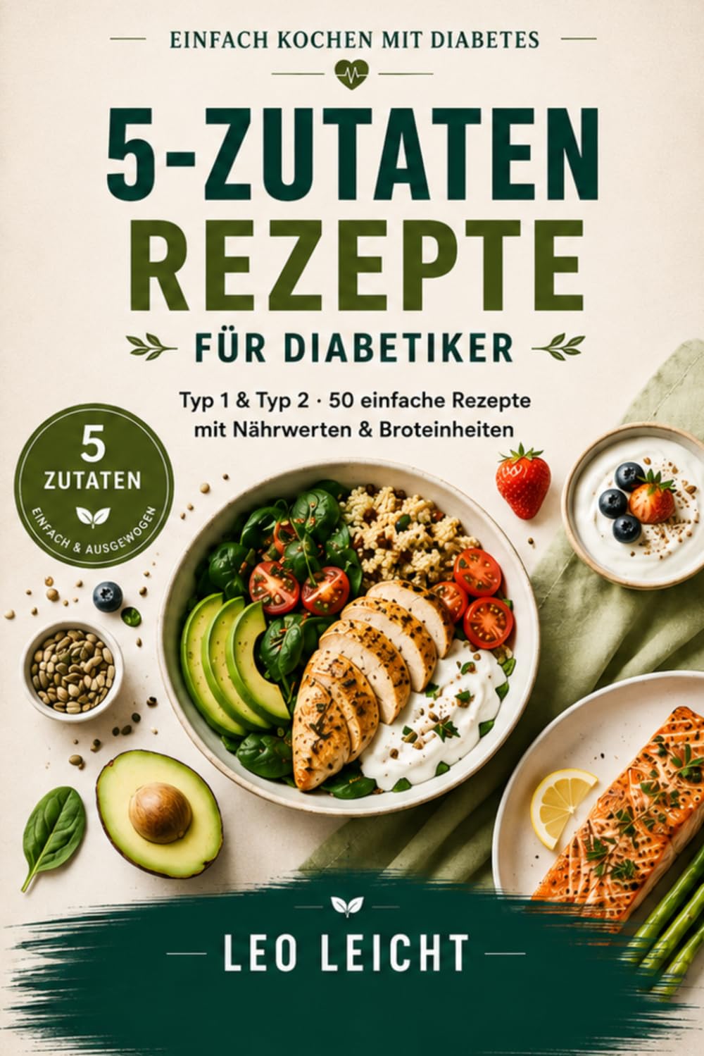 5-Zutaten-Rezepte für den Diabetes-Alltag: Das einfache Kochbuch bei Diabetes Typ 1 & Typ 2 – 50 blutzuckerfreundliche Rezepte mit Nährwerten & Broteinheiten (5-ZUTATEN-REIHE)