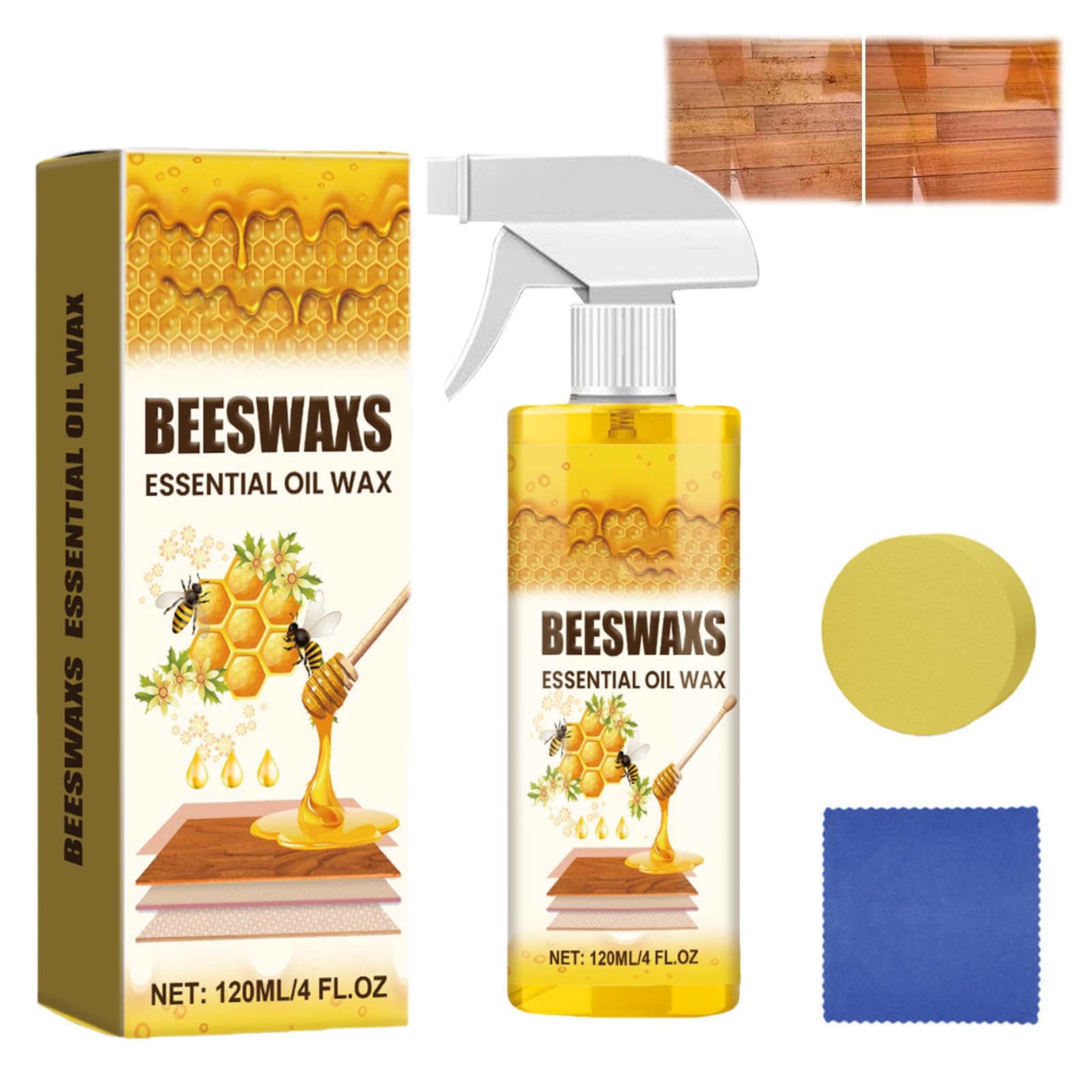 Beeswax Wood Polish Spray,Beeswax Essential Oil Wax,Scratcherase Beeswaxs Wood Floor Spray,Bees Wax Furniture Polish And Cleaner,For Floors And Furniture (1PC)