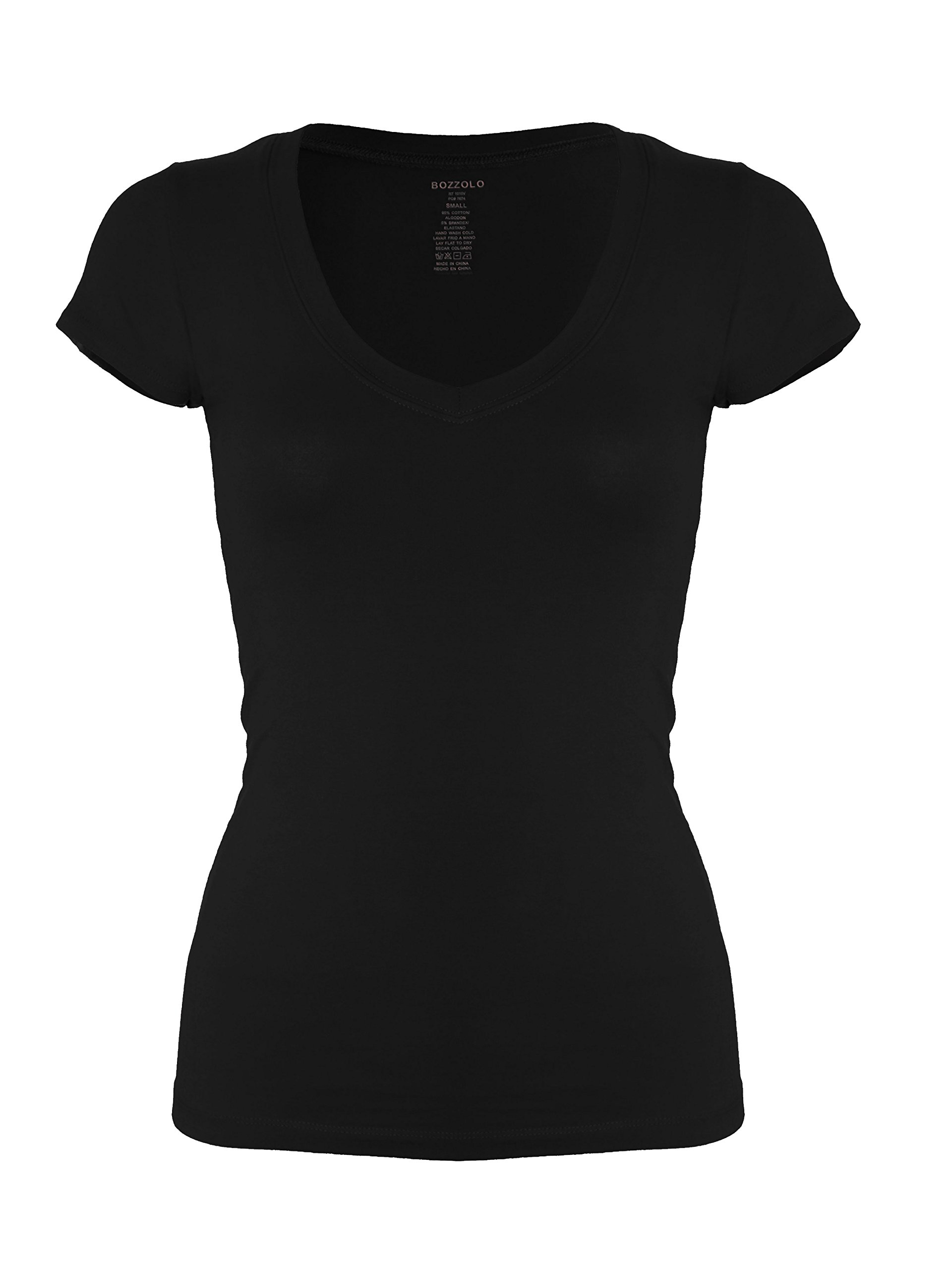 Women's Plain Basic V Neck Short Sleeve Cotton T-Shirts