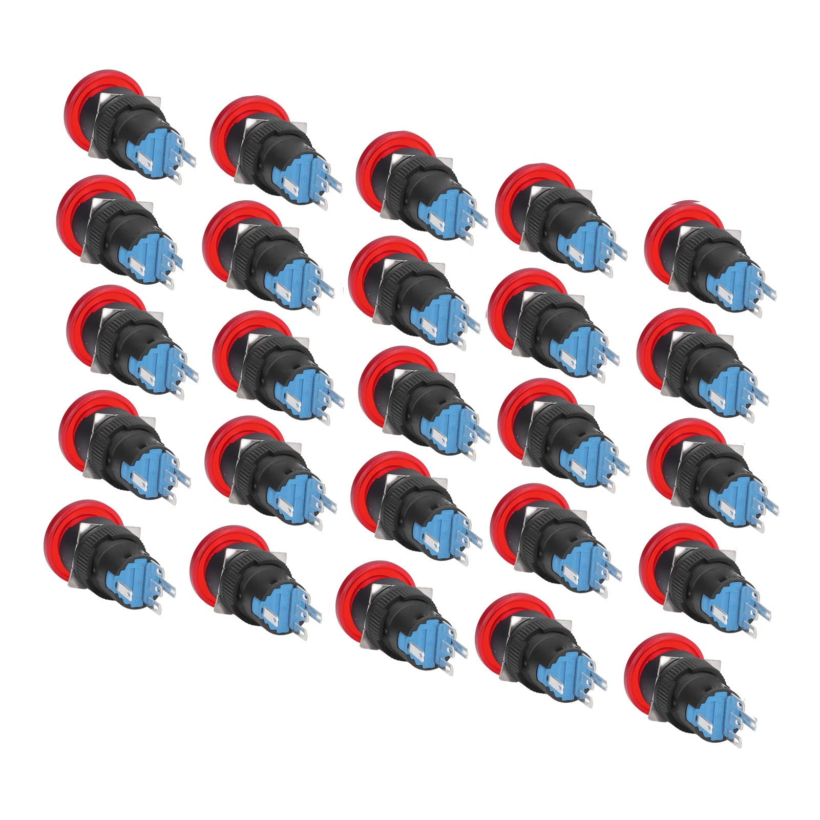 Mini interruttori a Pulsanti, Interruttore a Pulsante a Fungo IP65 25 Pezzi/Set for Macchine Utensili (Color : Ac/Dc24v)