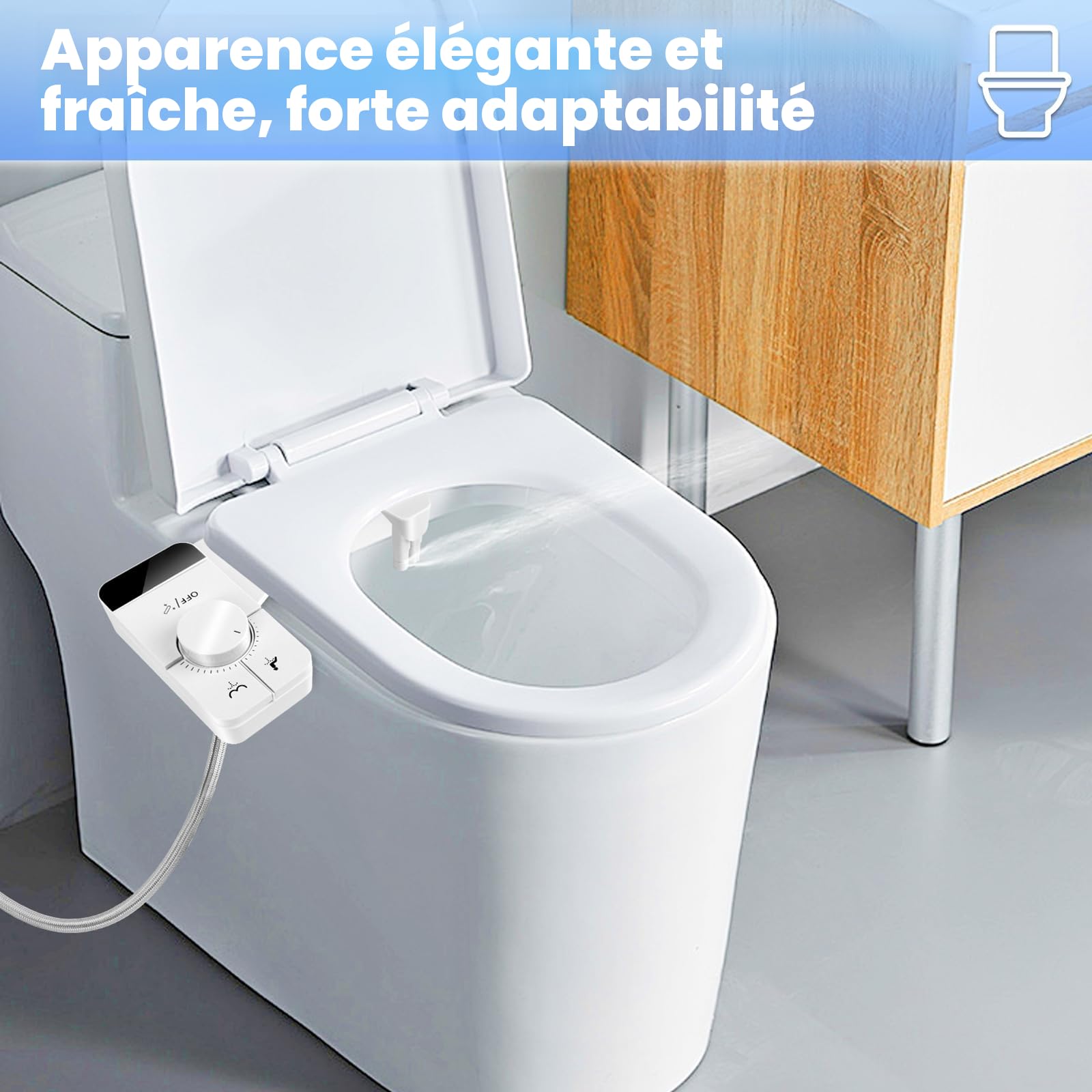 NVIYAM Toilette Japonaise Bidet, Bidet Toilette Gauche WC Bidet, Toilette WC non Electrique, Accessoire pour Toilettes avec Double Buse non Électrique, Pression d'Eau Réglable