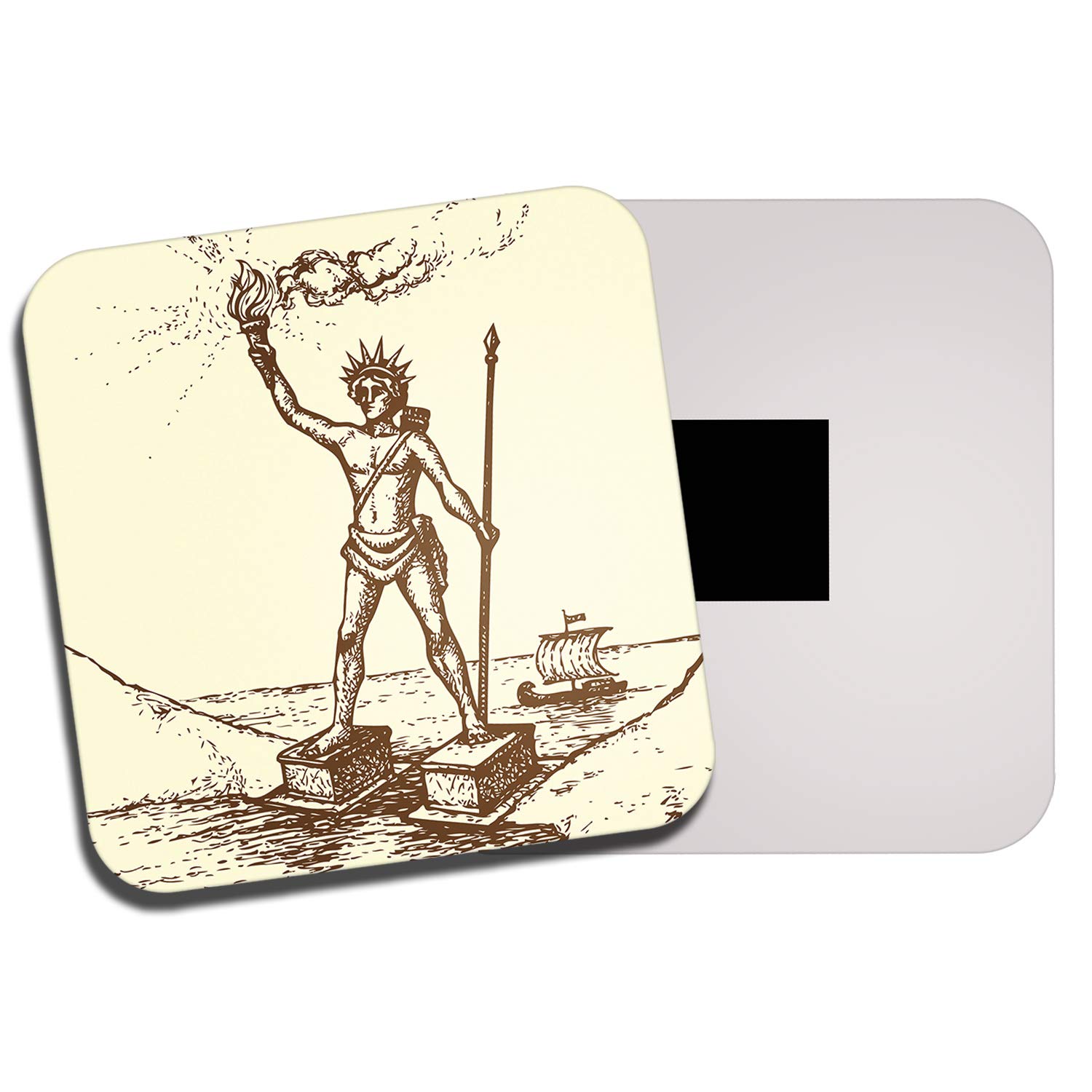 Destination Vinyl Ltd Multicolor Colossus Rhodes Greece Fridge Magnet - Greek Souvenir Travel 34076