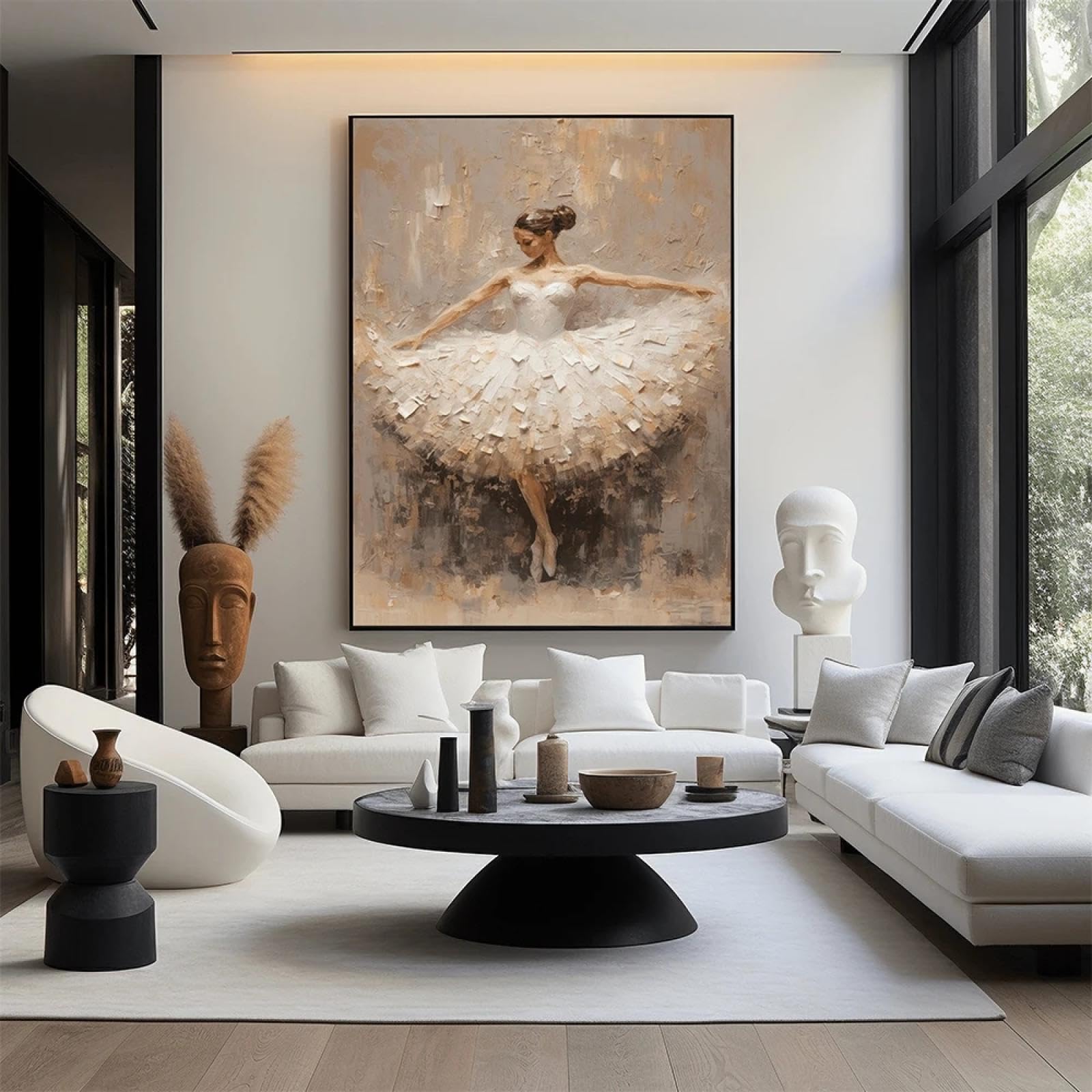 ZHUOYA Quadro Ballerina, Stampa su Tela, Grande Quadro Estetico Moderno, Quadro da Parete Ballerina per la Decorazione del Soggiorno, 70x110cm, Cornice Interna