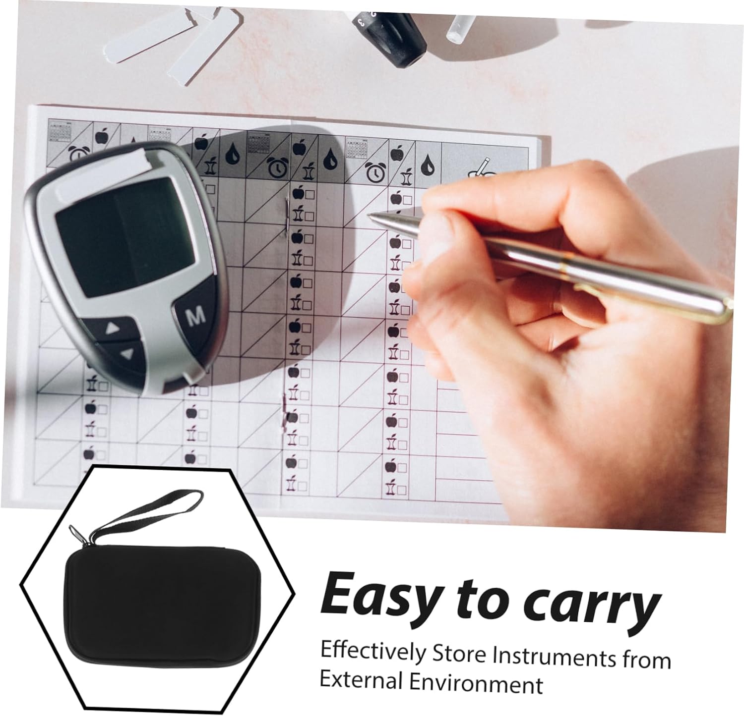Carrying Bag for Diabetic Supplies Glucose Monitor Case Multiple Compartments Portable Glucose Organizer