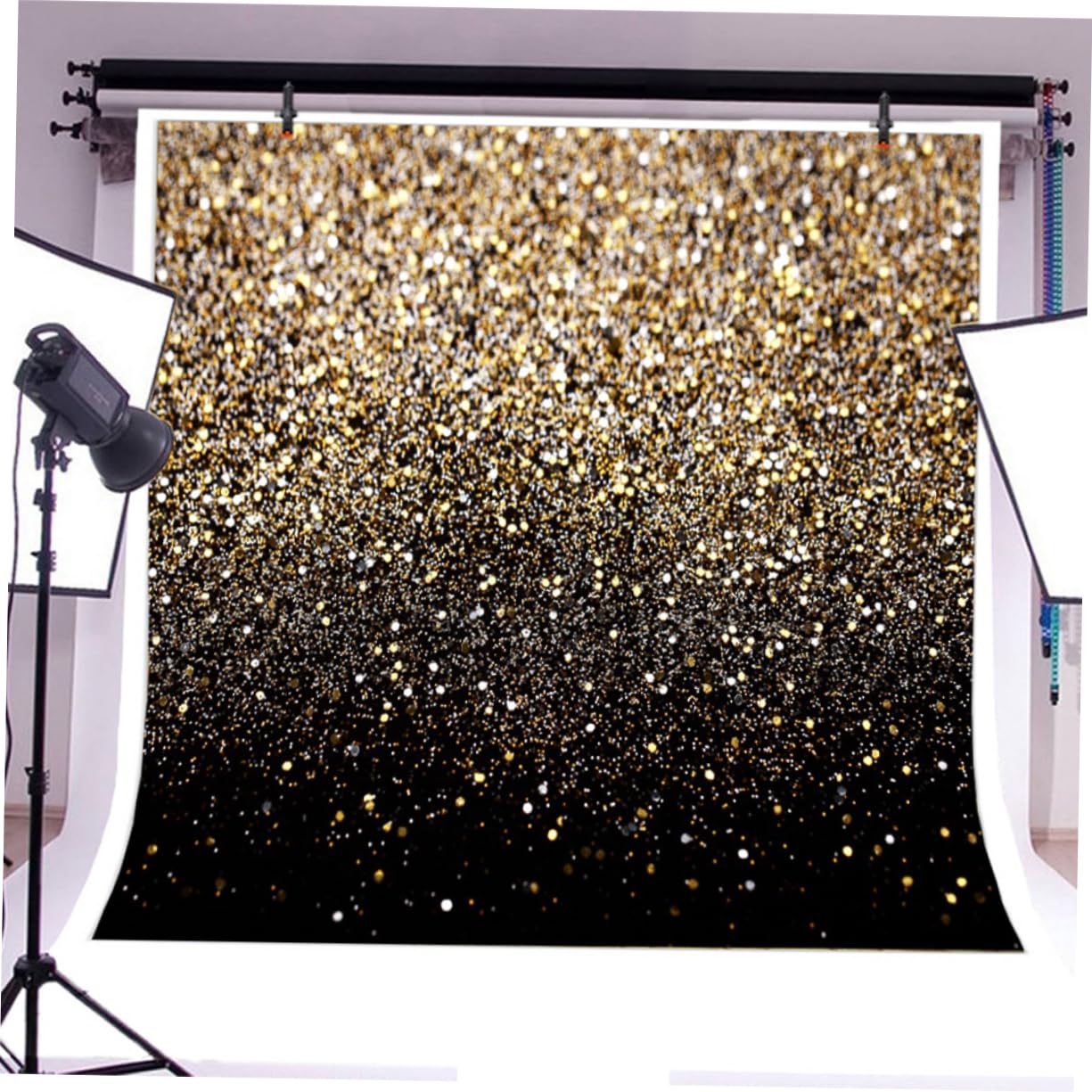 Sfondo Fotografico 200x200 Cm Stelle Nero in Poliestere | Tessuto per Shooting Indoor e Outdoor, Accessori Fotografici per Foto e Video, 1 Pezzo