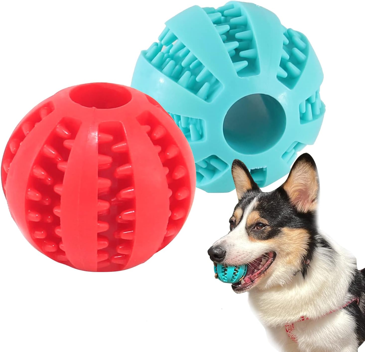 Brilliant Paw Dog Teething Ball Toy 2 Pack, Dog Interactive, Playing, Treat Dispensing Toy, Teeth Cleaning, Chewing and Odorless Toy…