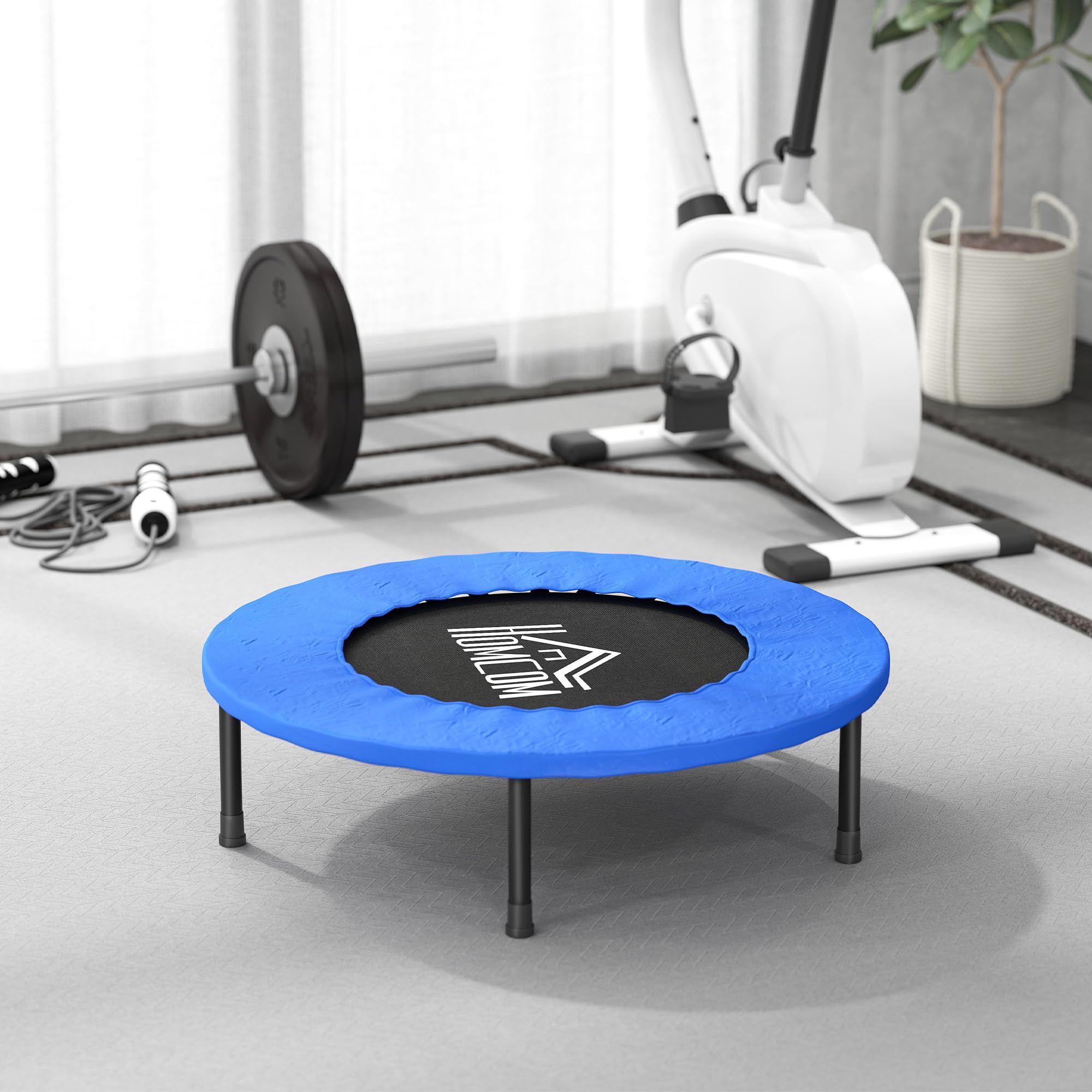 Cama Elástica Fitness Trampolín de Acero con Borde Protector y 28 Resortes para Ejercicios en Interior y Exterior