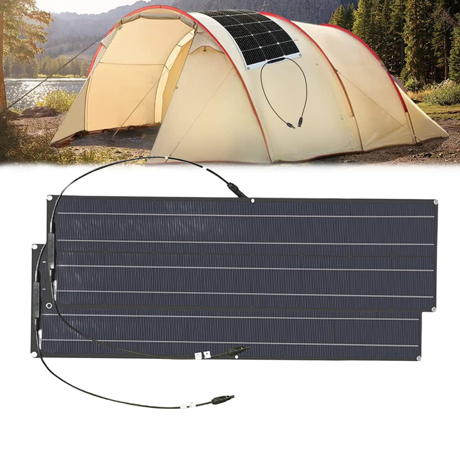 400 W Panel Słoneczny, Wodoodporna Przenośna Ładowarka Słoneczna Do Ładowania Akumulatorów, Samochodów, Kamperów, Jachtów, Łodzi I Innych Zastosowań Poza Siecią, Czarno Biały,Black