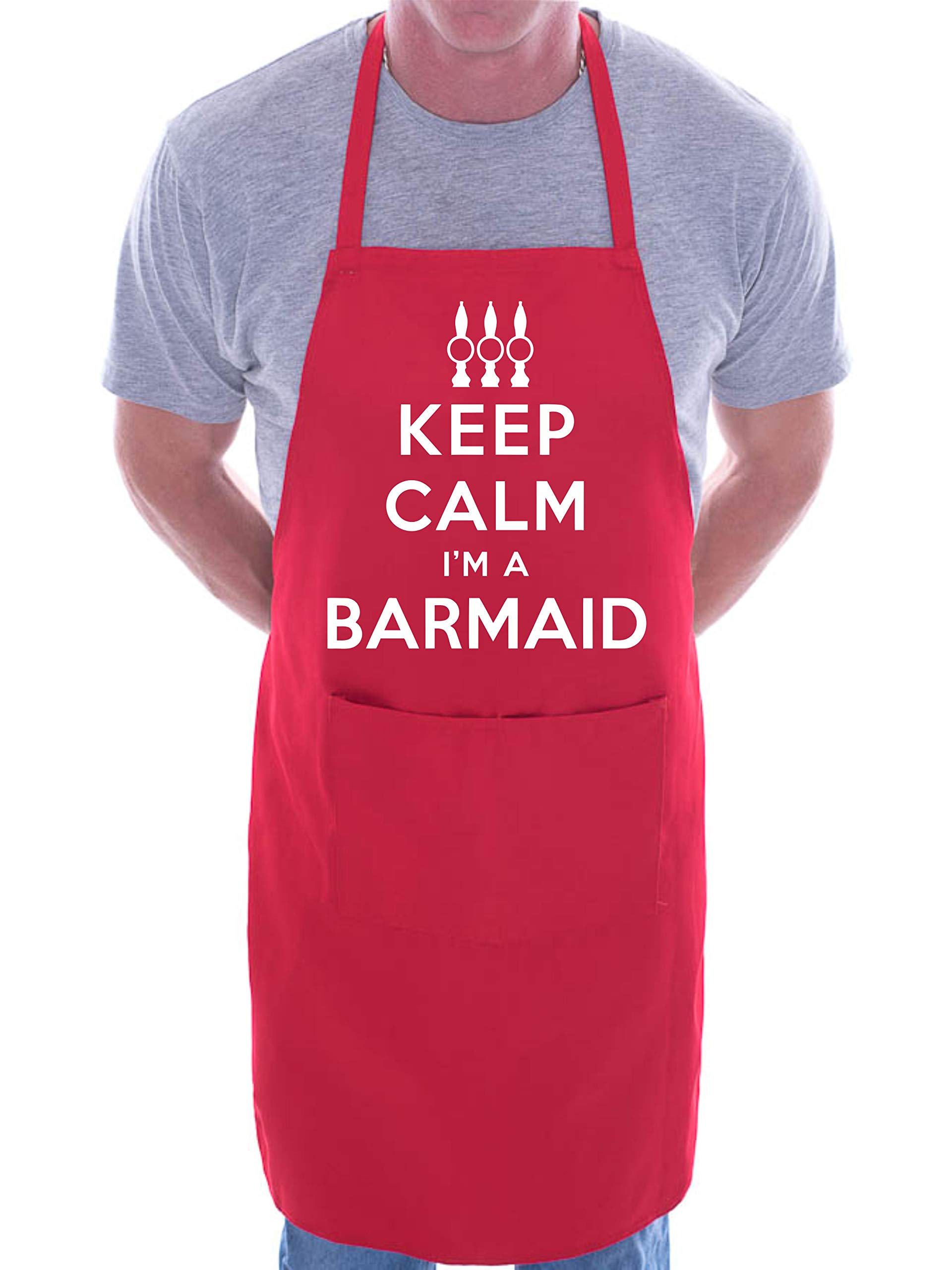 Print4U Keep Calm I'm A Barmaid Novelty Cooking Apron Red