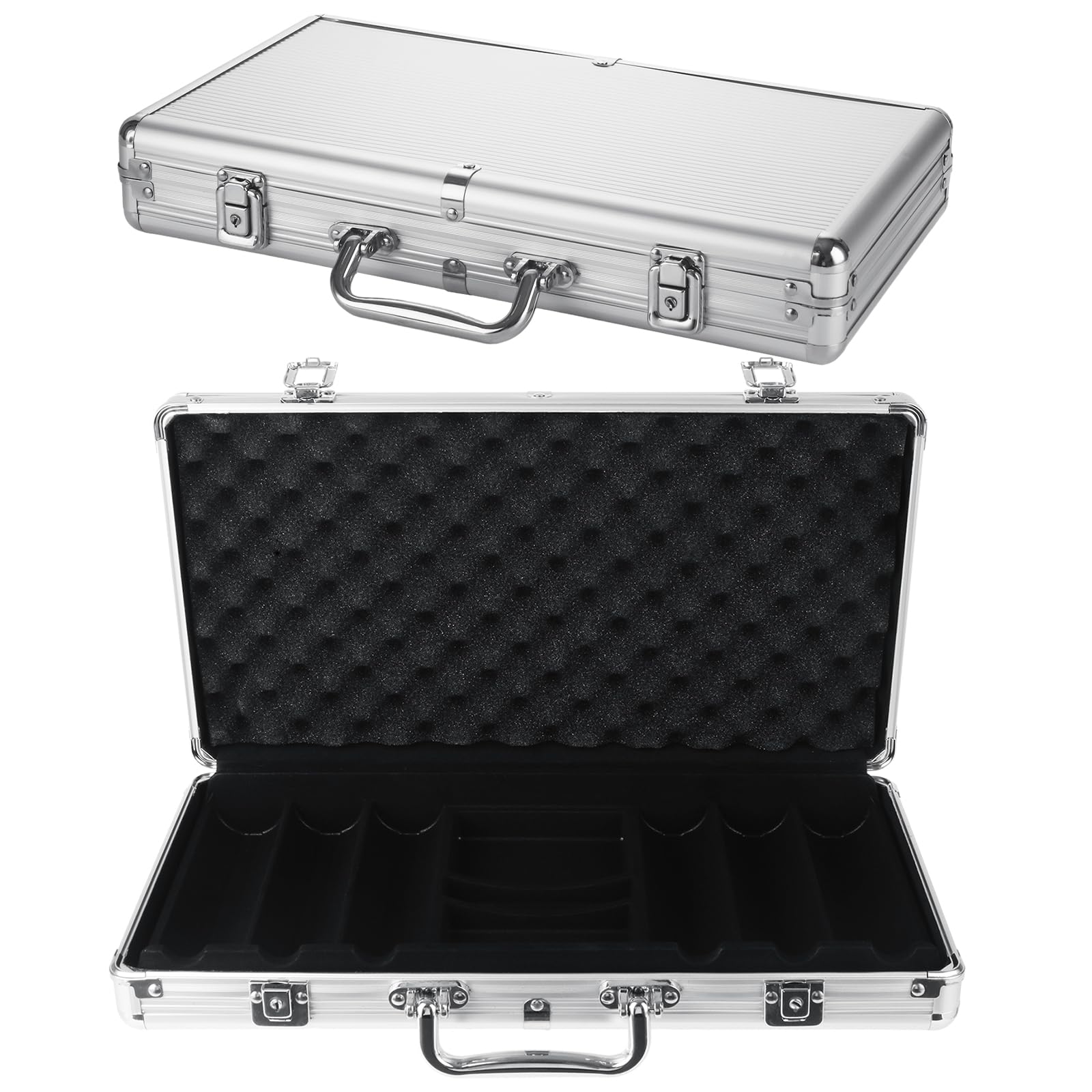 Acrux7 300PCS Capacity Empty Poker Chip Cases Aluminum Alloy Poker Chip Display Case with Key and Lock