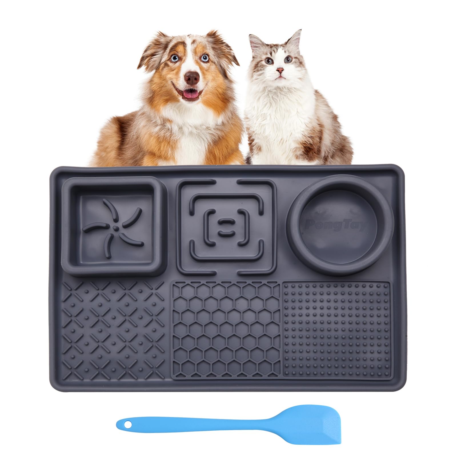 Lick Mat for Dogs, Dog Food Slow Feeder, Enrichment Toys for Boredom, Peanut Butter Treat Lick Pad Mat for Anxiety Relief, 6in1 Drink/Food Bowl for Small Medium Dog
