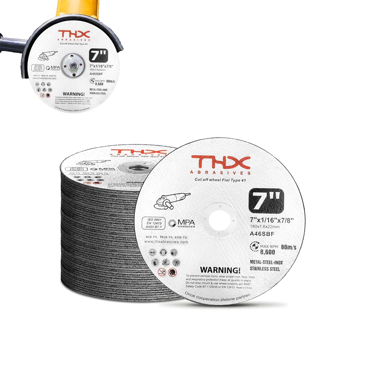 7 Inch Cut Off Wheel，7" x 1/16" x 7/8" Long-Lasting Thin Cutting Wheel,Metal and Stainless Steel Fast Cutting Disc for Die Grinders-25 Pack