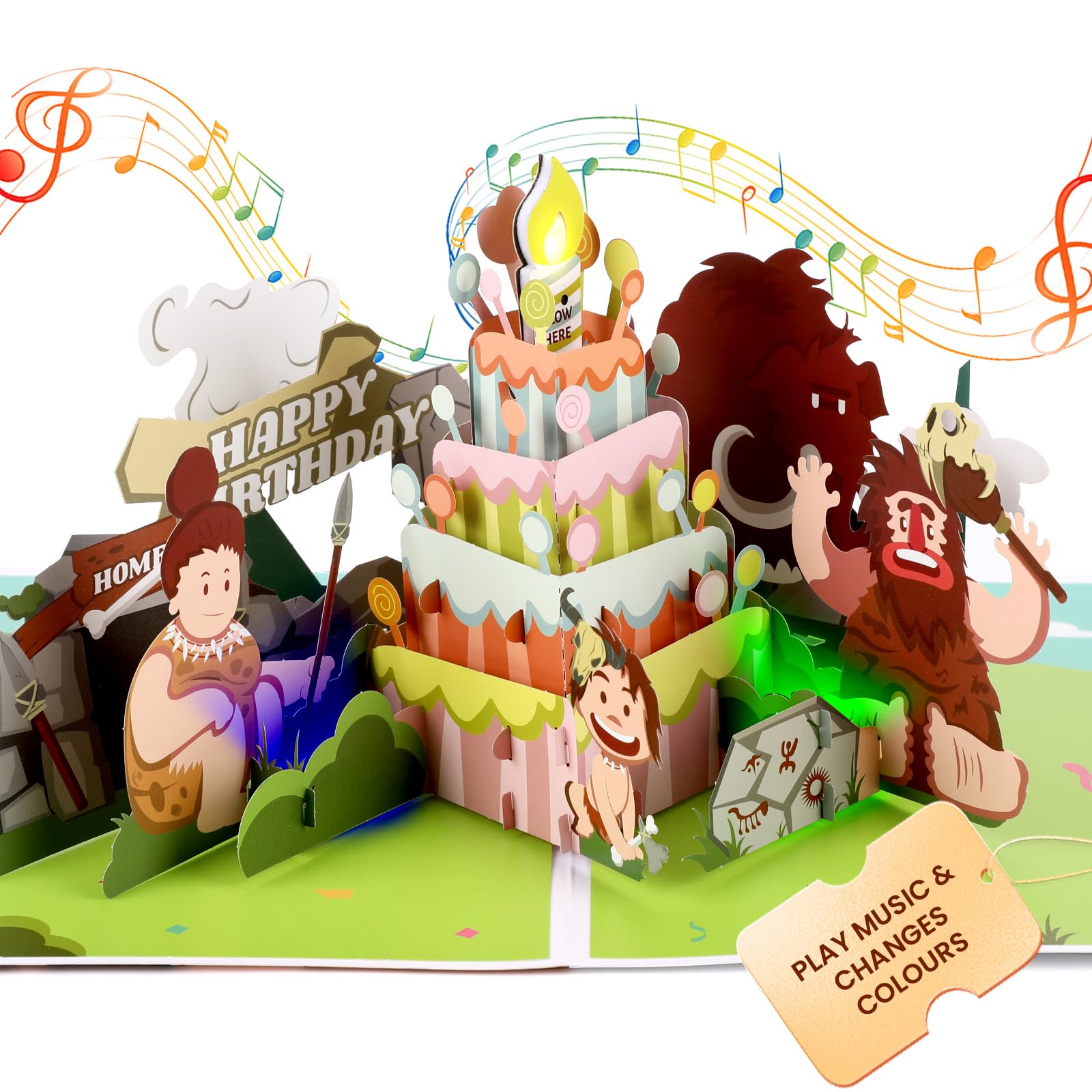 Biglietto Di Compleanno Musicale Pop-Up 3D Con Luci – Candela LED Per Bambino 1-10 Anni Con Busta