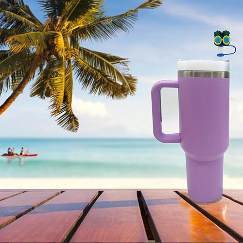 Miniatura 6 de 12 tapas de popote para vaso Stanley Cup de 30 y 40 onzas, 0.394 in, reutilizables, de silicona, para popotes, accesorios para copas Stanley, lindo